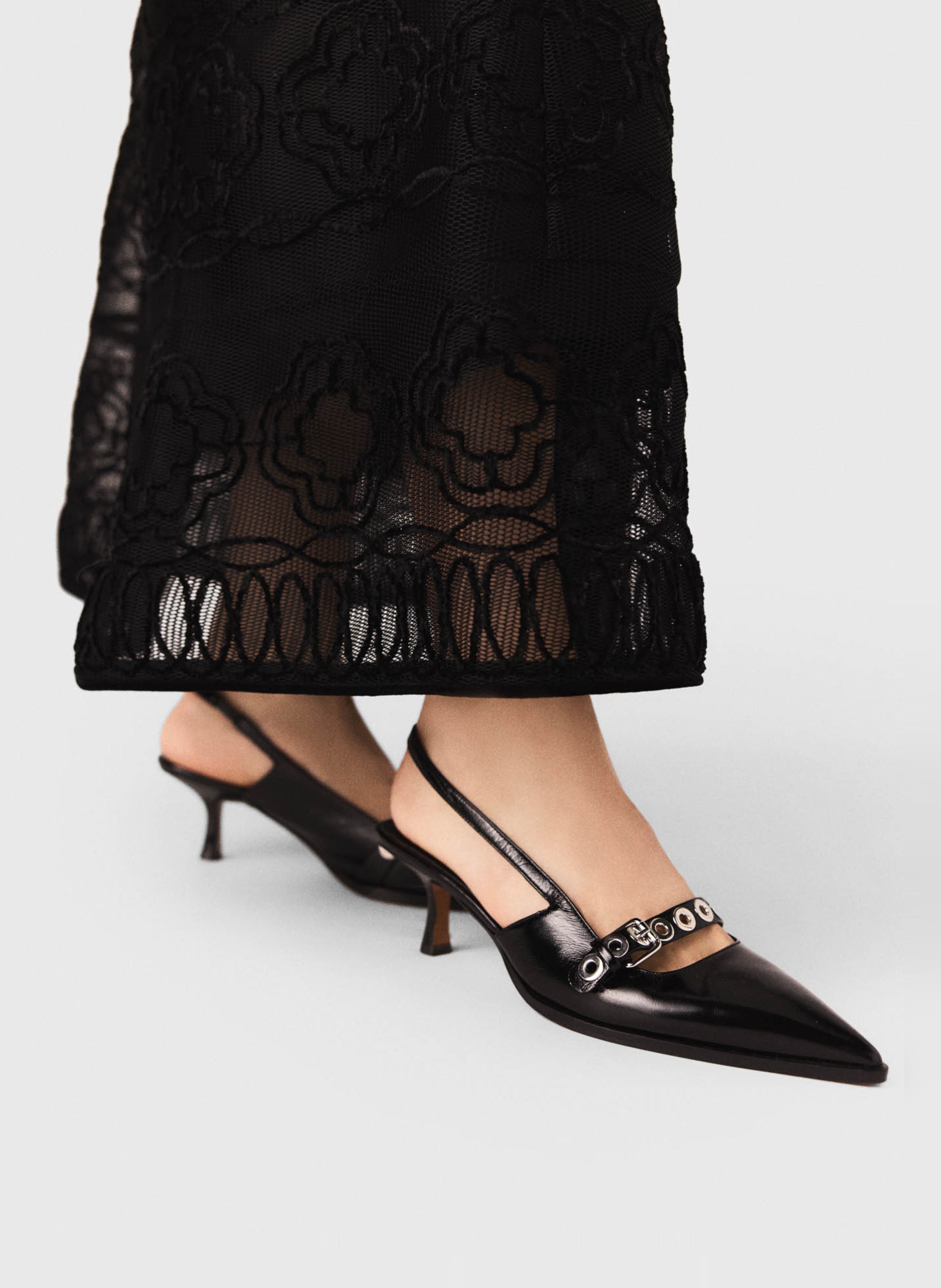 Escarpins slingback en cuir lisse MAJE Noir