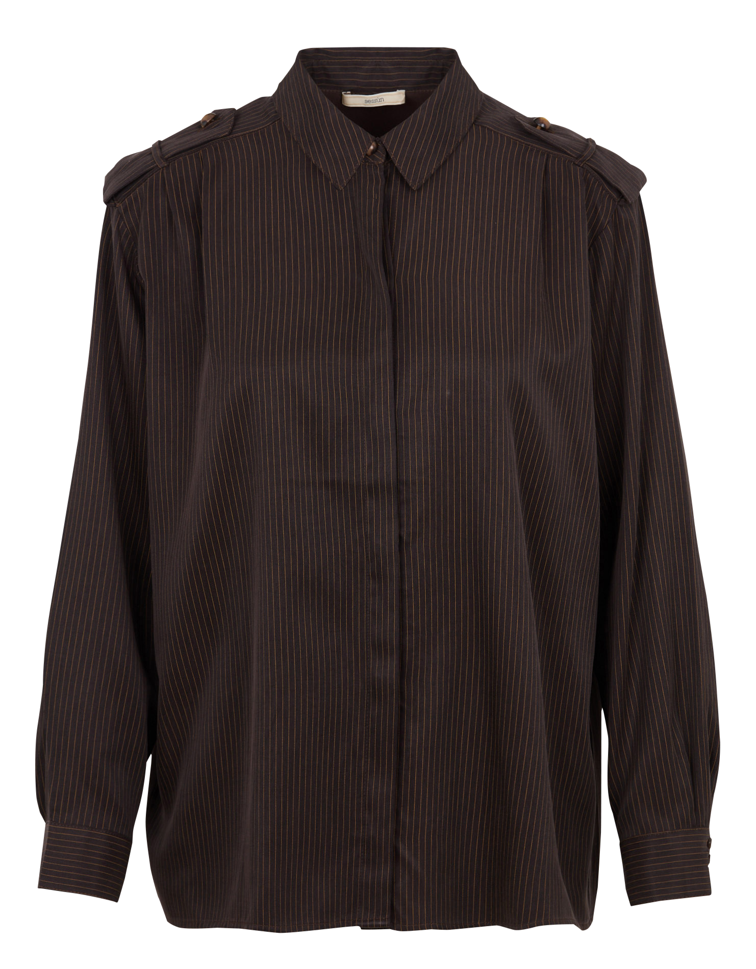 Chemise ample boutonnée à rayures SESSUN Marron