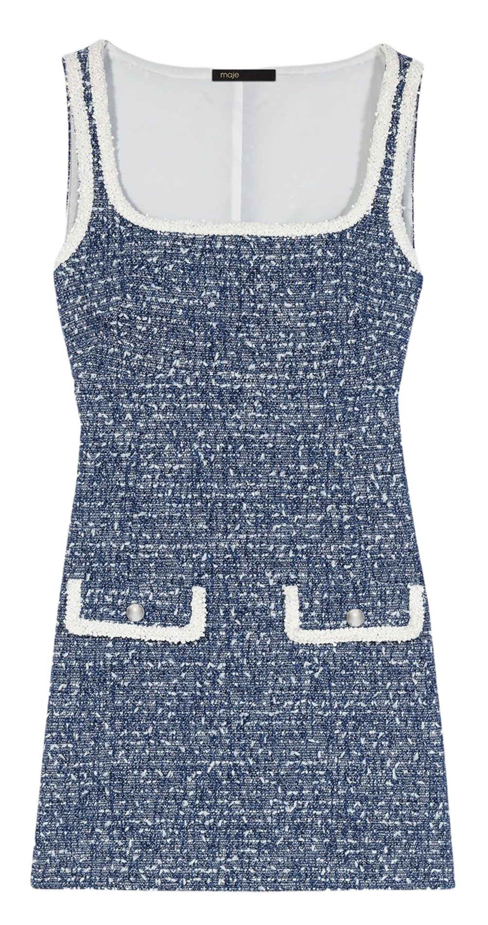 Korte nauwsluitende jurk van tweed MAJE Blauw