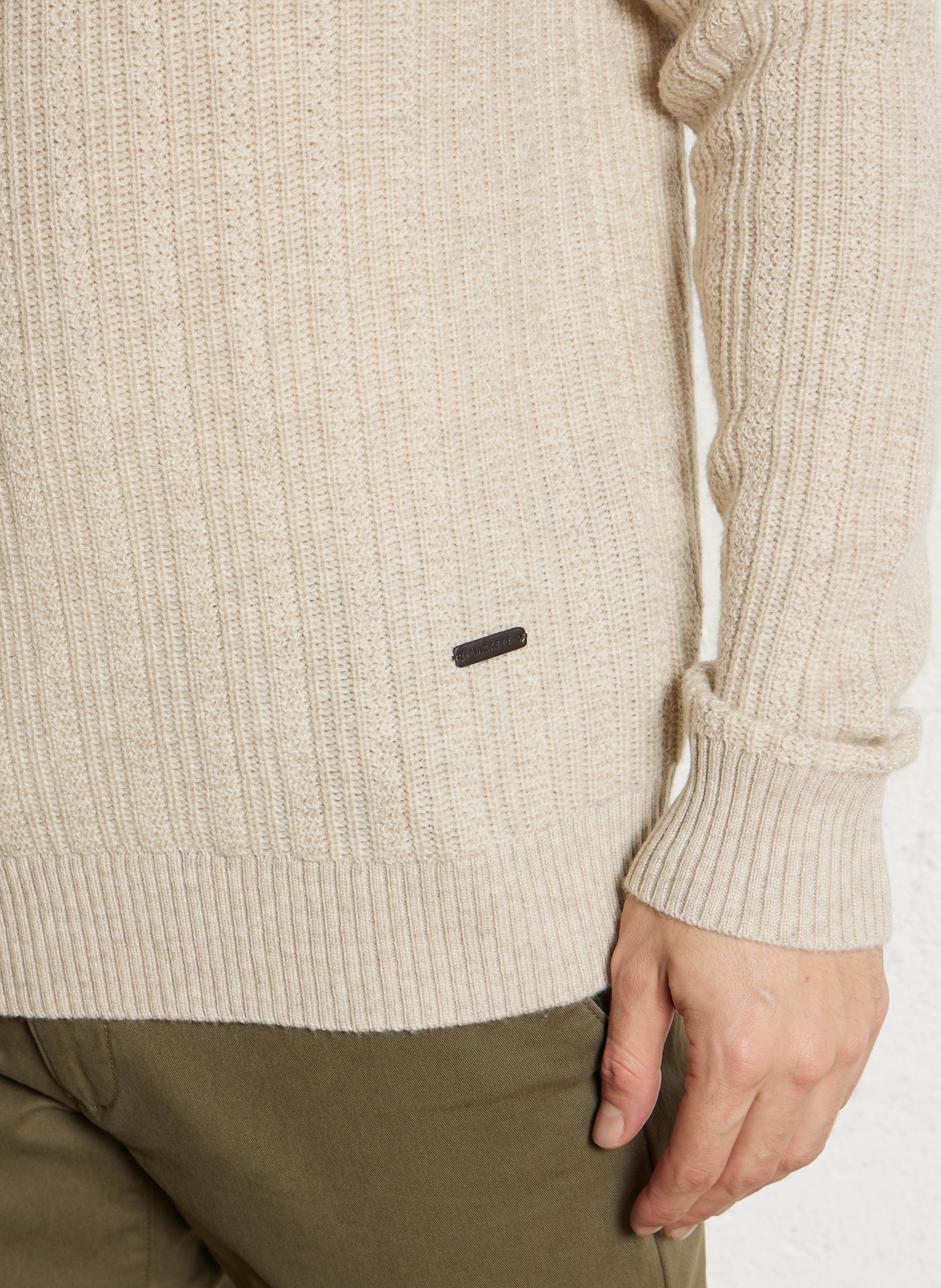 Pull droit col rond en laine et cachemire HACKETT Marron