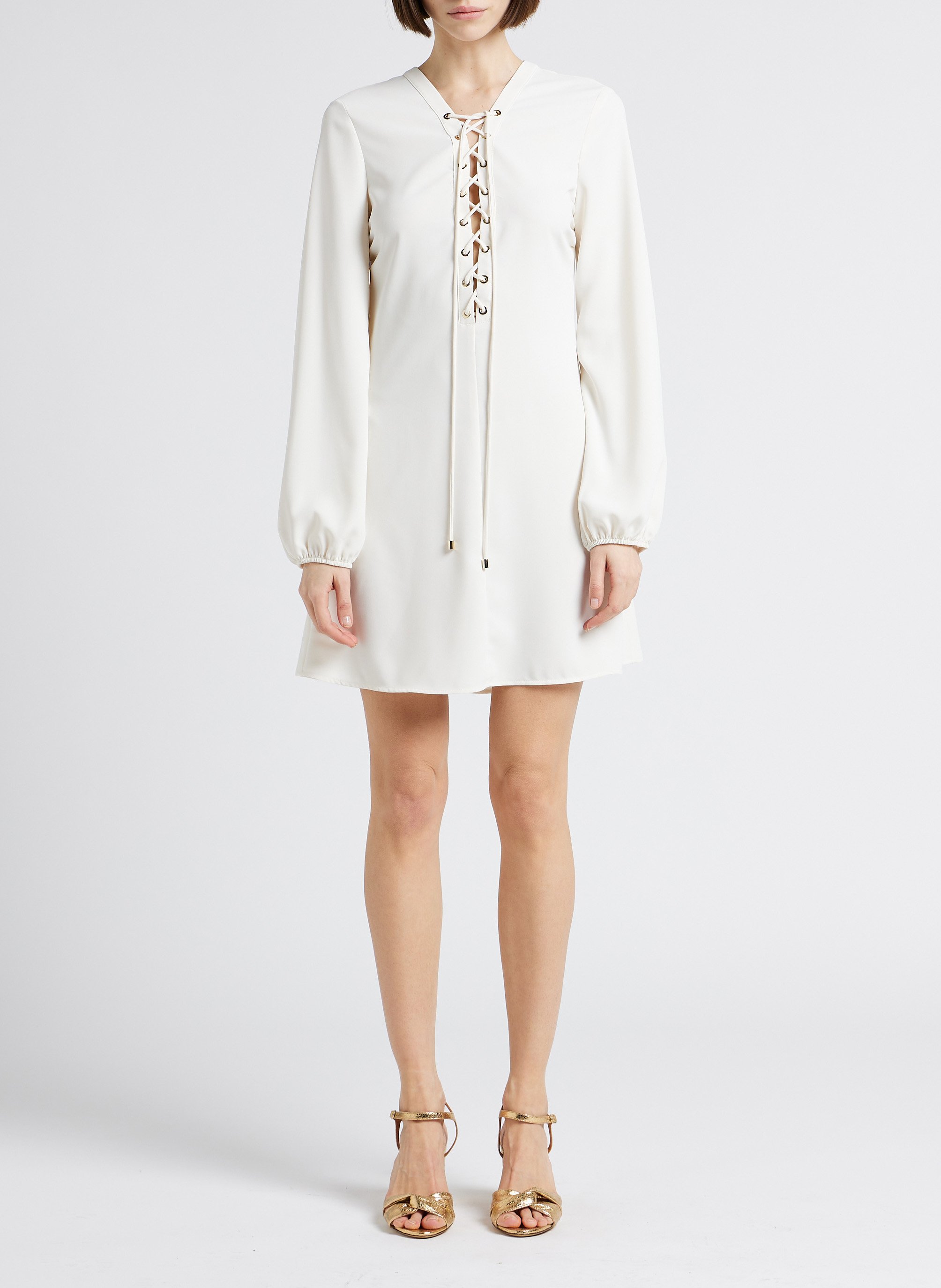 Korte jurk met V-hals PINKO Wit