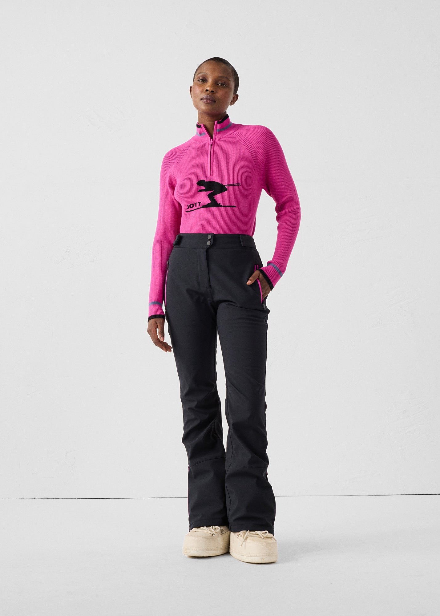 Ribbed high neck sweater mayt JOTT Pink