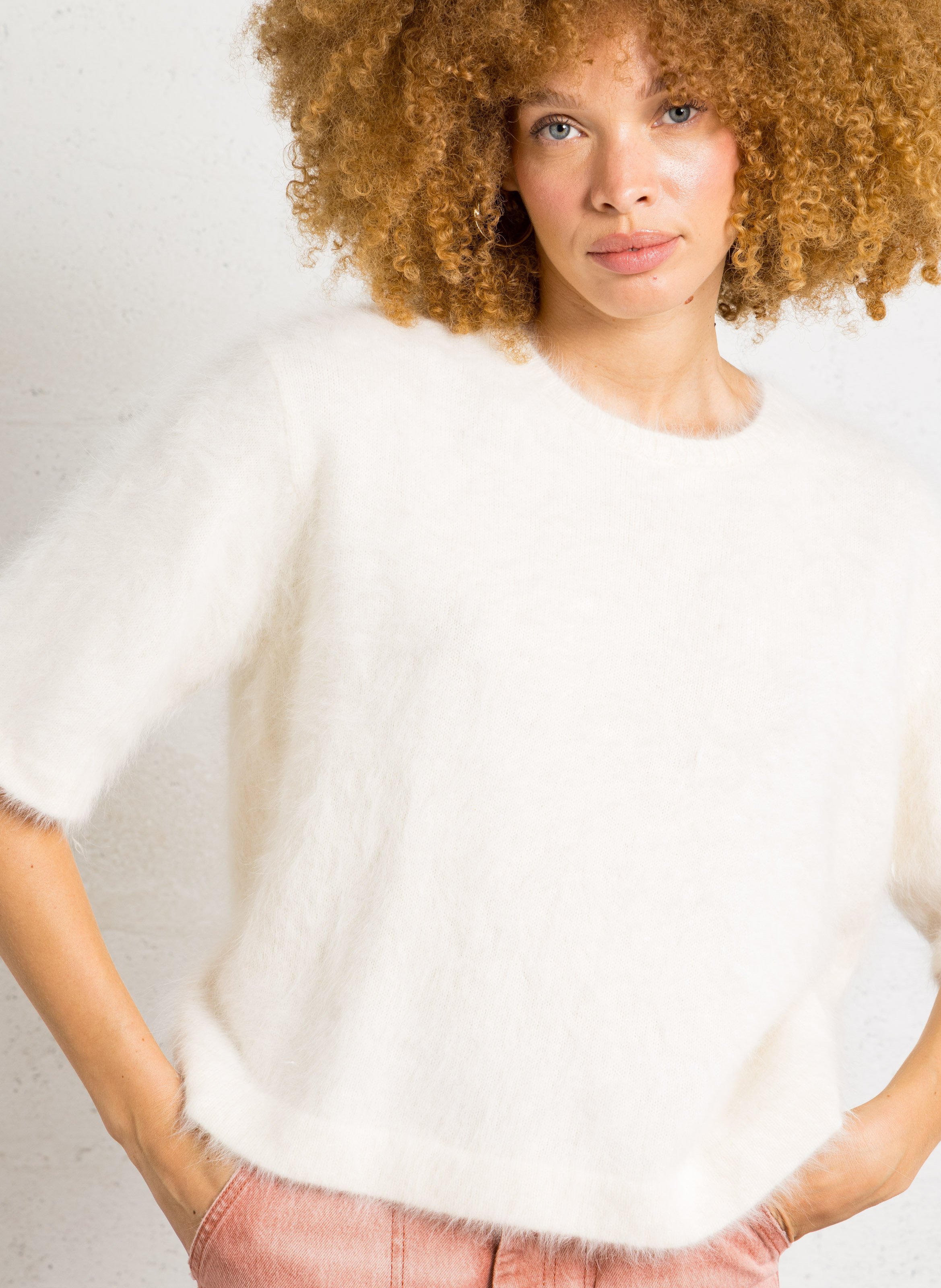 Oversized Pullover aus gemischtem Angora BELLEROSE Beige