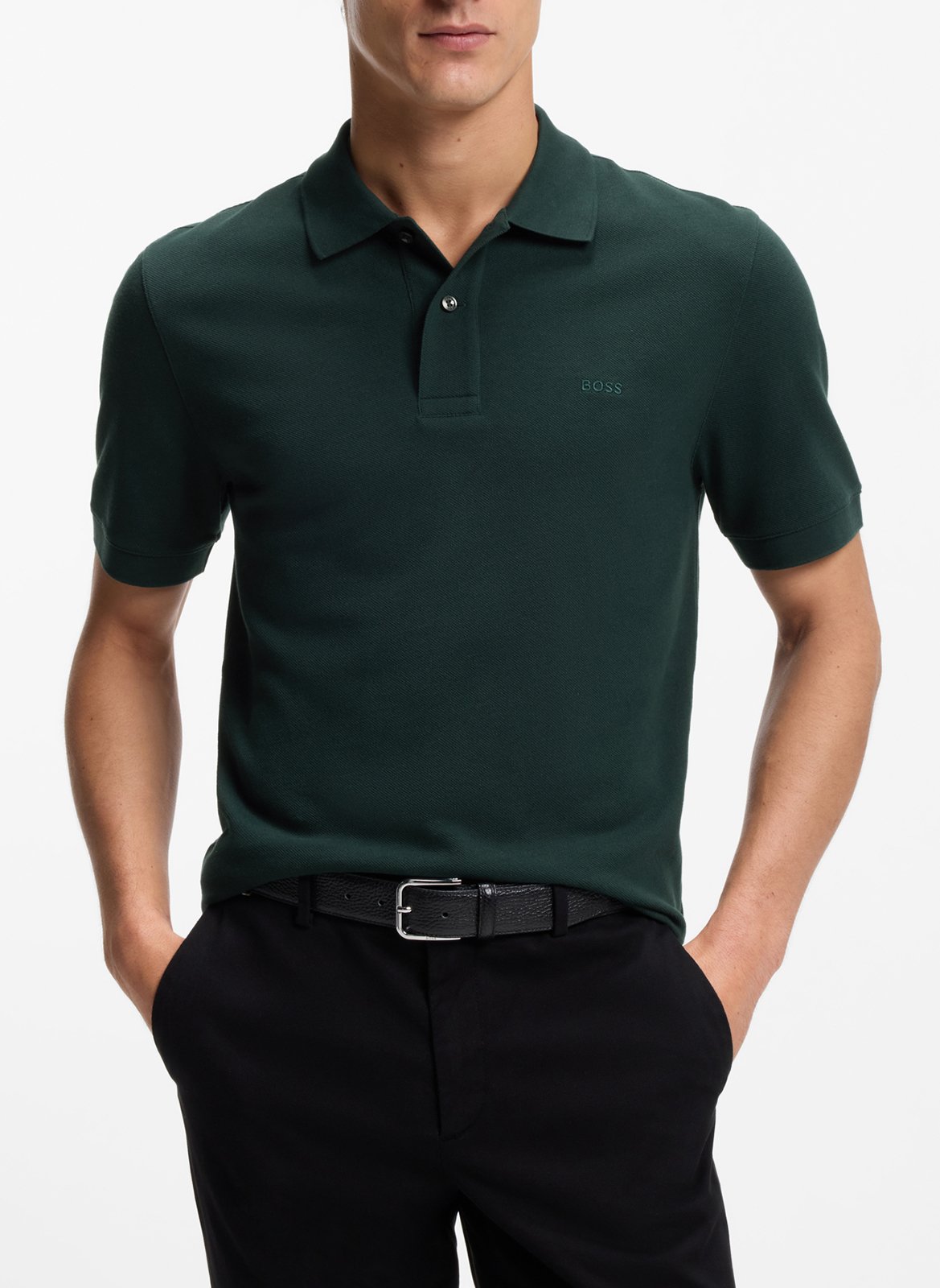 Short-sleeve solid color polo BOSS Khaki