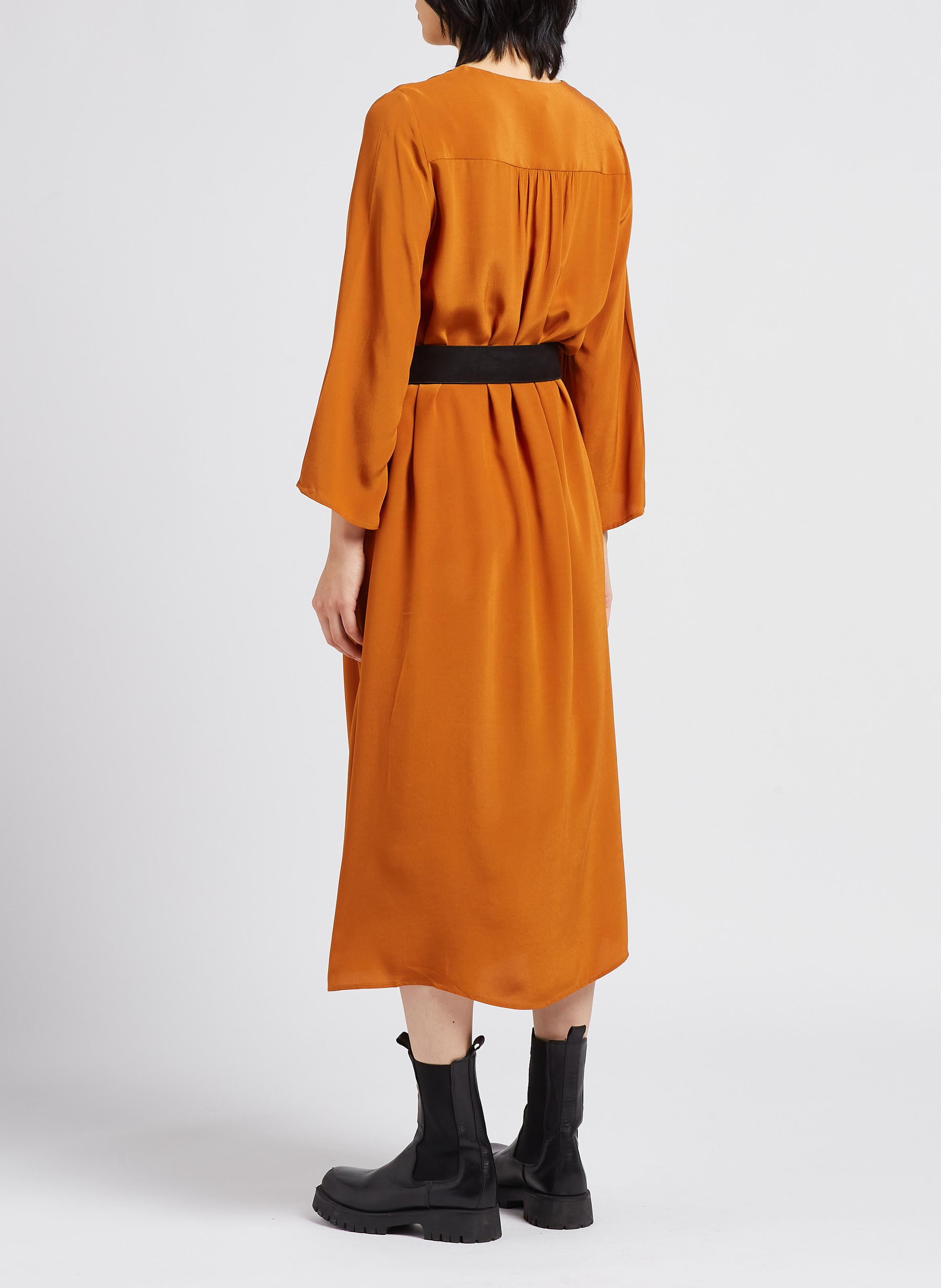 Robe midi col V fluide  GRACE ET MILA Orange