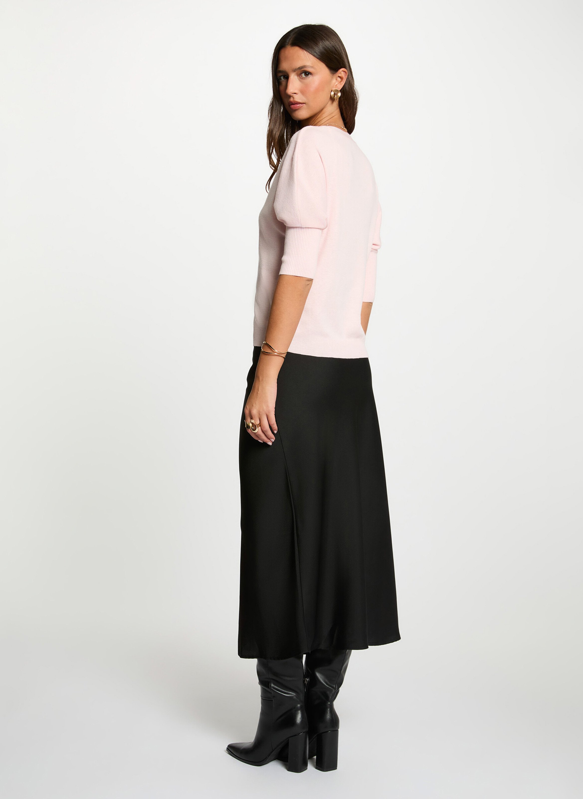 Gilet col v ajusté à boutons uni Pink