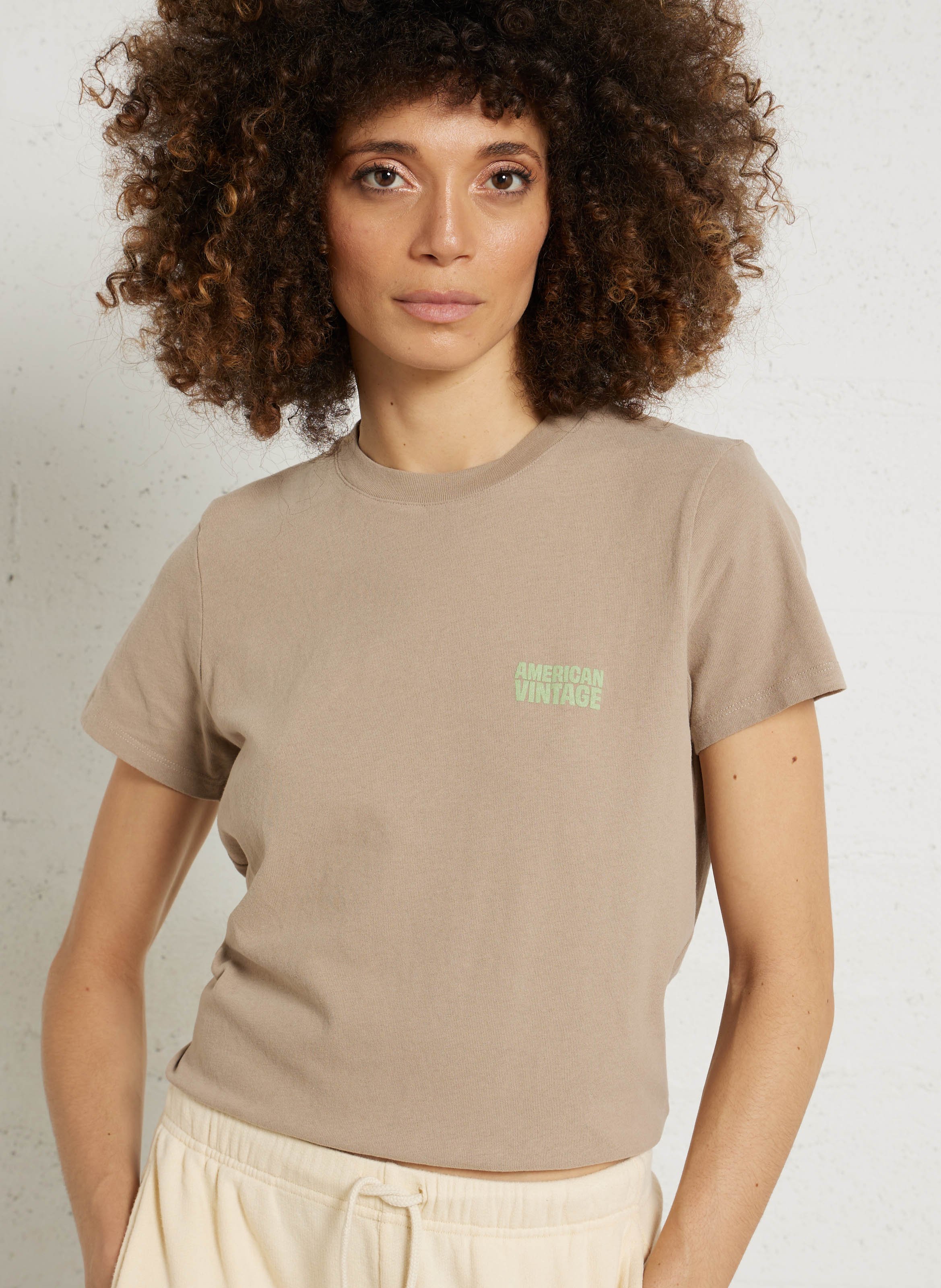 Tee-shirt droit col rond en coton AMERICAN VINTAGE