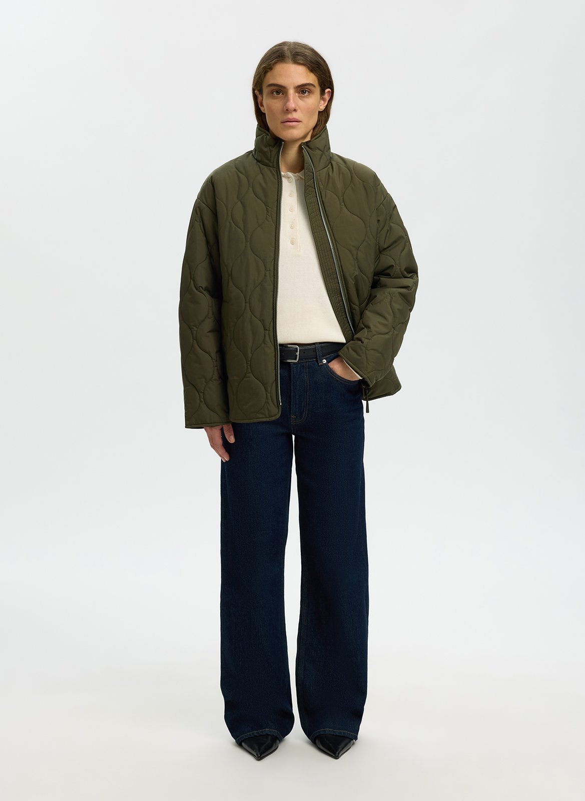 Jasje met opstaande kraag SELECTED Groen