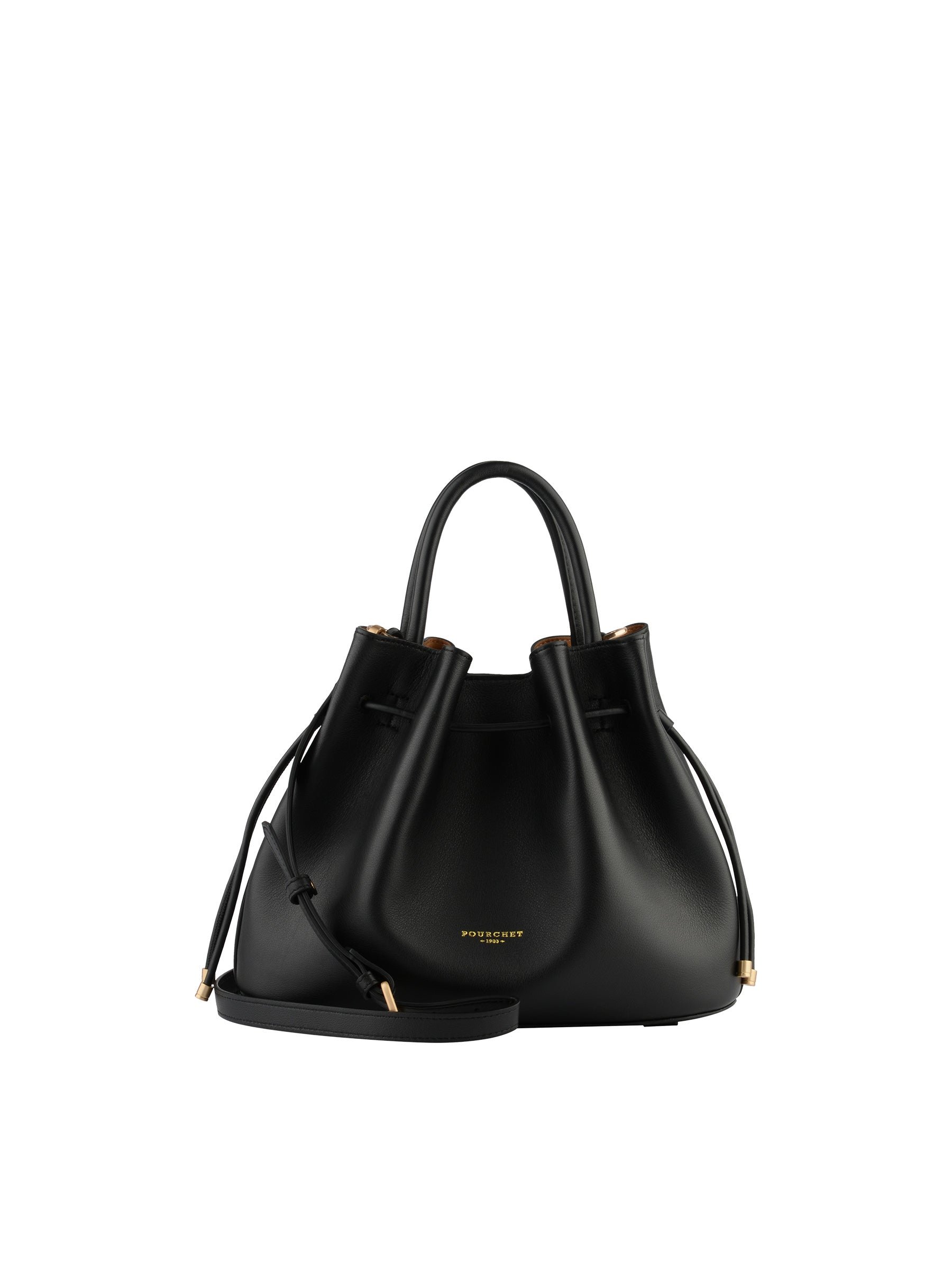 Calfskin leather handbag POURCHET Black