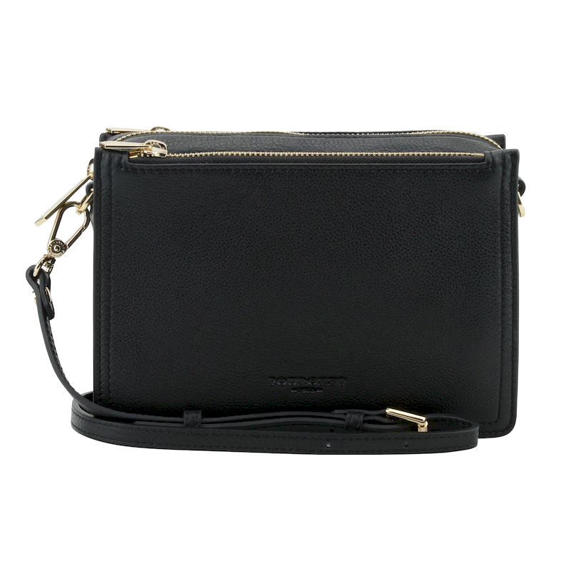 Large leather crossbody bag Black