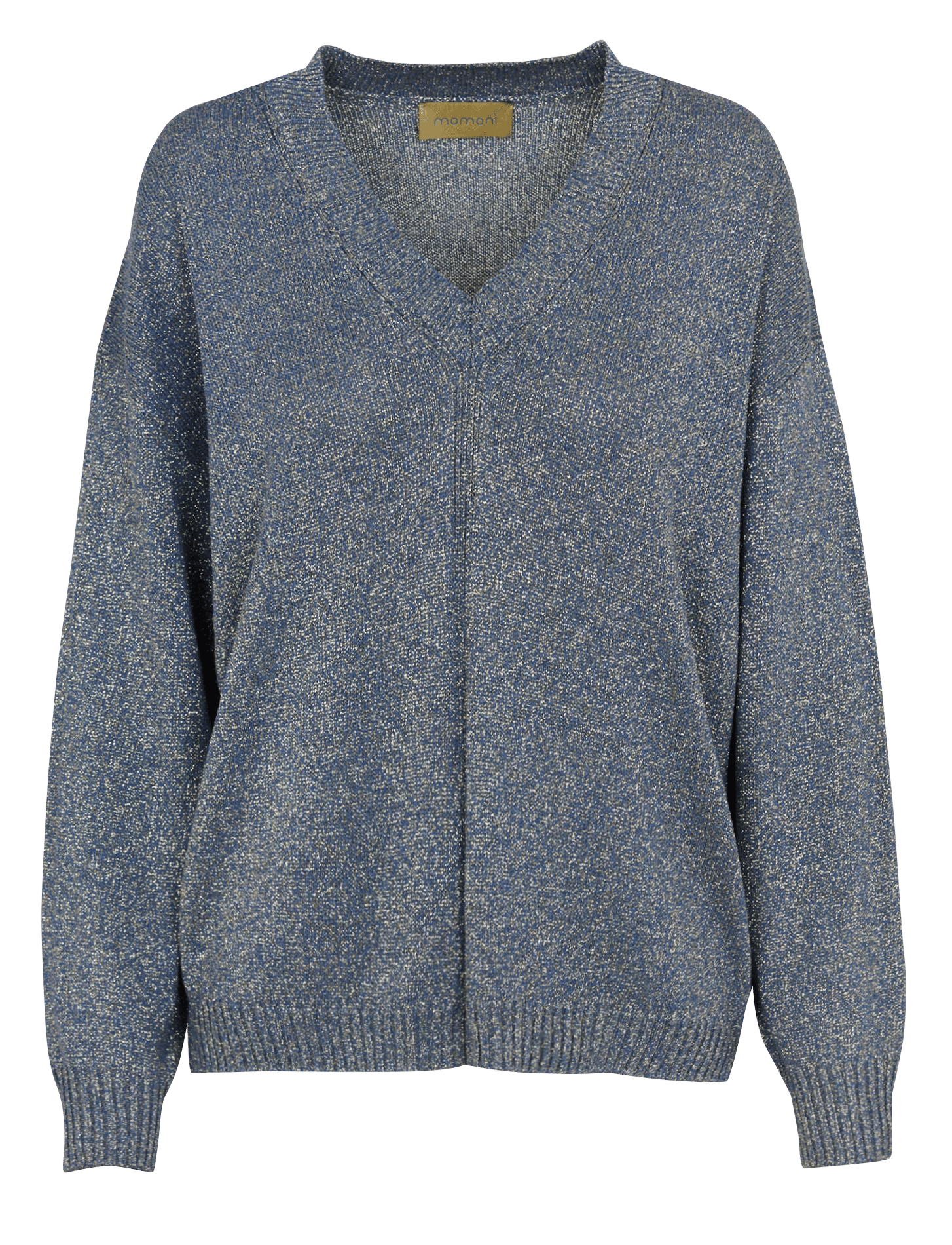 Loose-fit metallic knit V-neck sweater MOMONI White