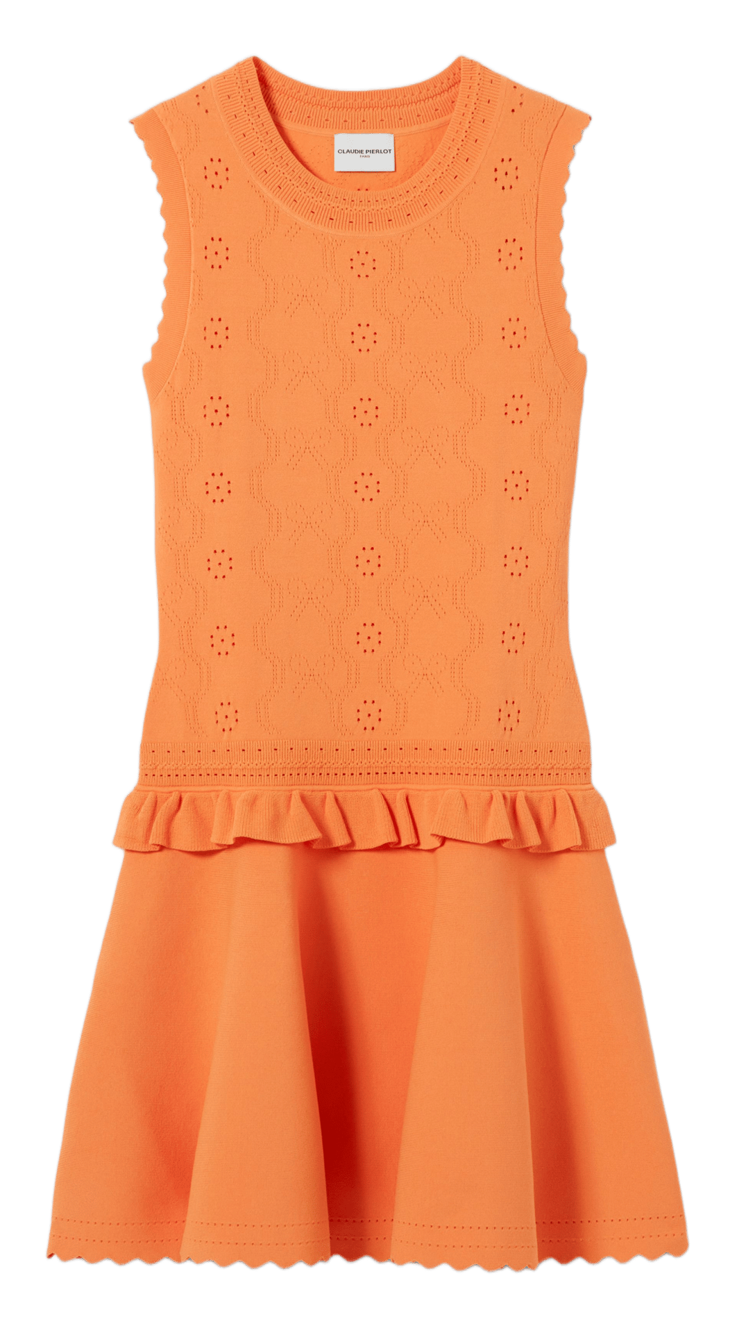 Korte jurk met ronde hals CLAUDIE PIERLOT Oranje