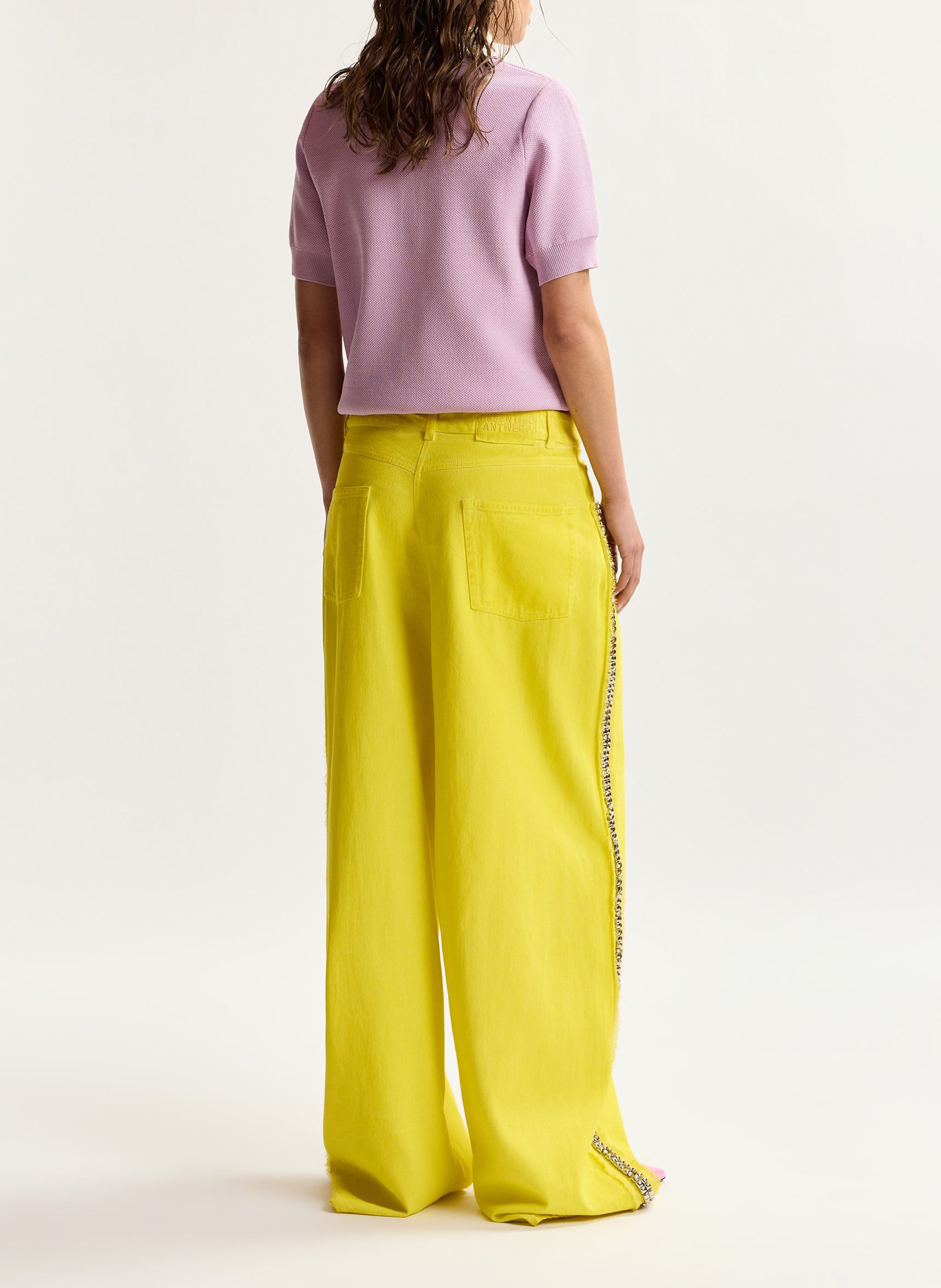 Short-sleeved plain polo shirt with flowers ESSENTIEL ANTWERP Purple