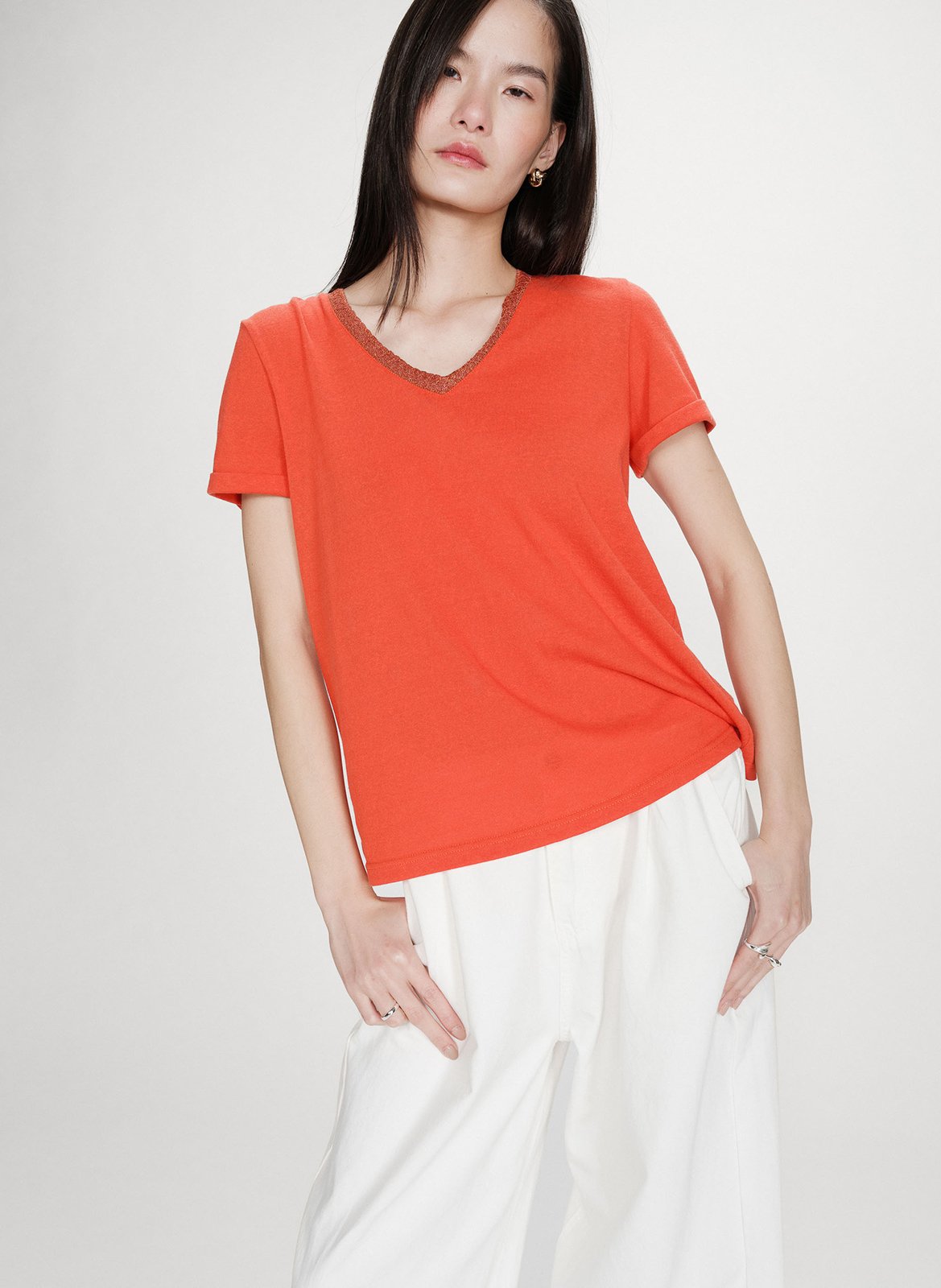 Basic cotton-mix T-shirt GRACE ET MILA Red