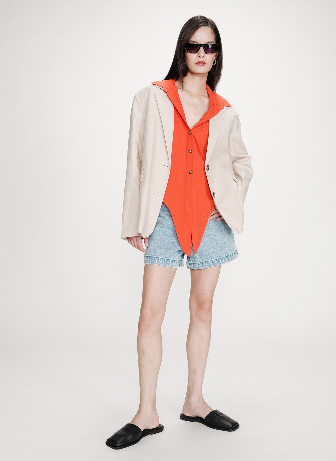 Chemise droite col classique en coton GRACE ET MILA Rouge