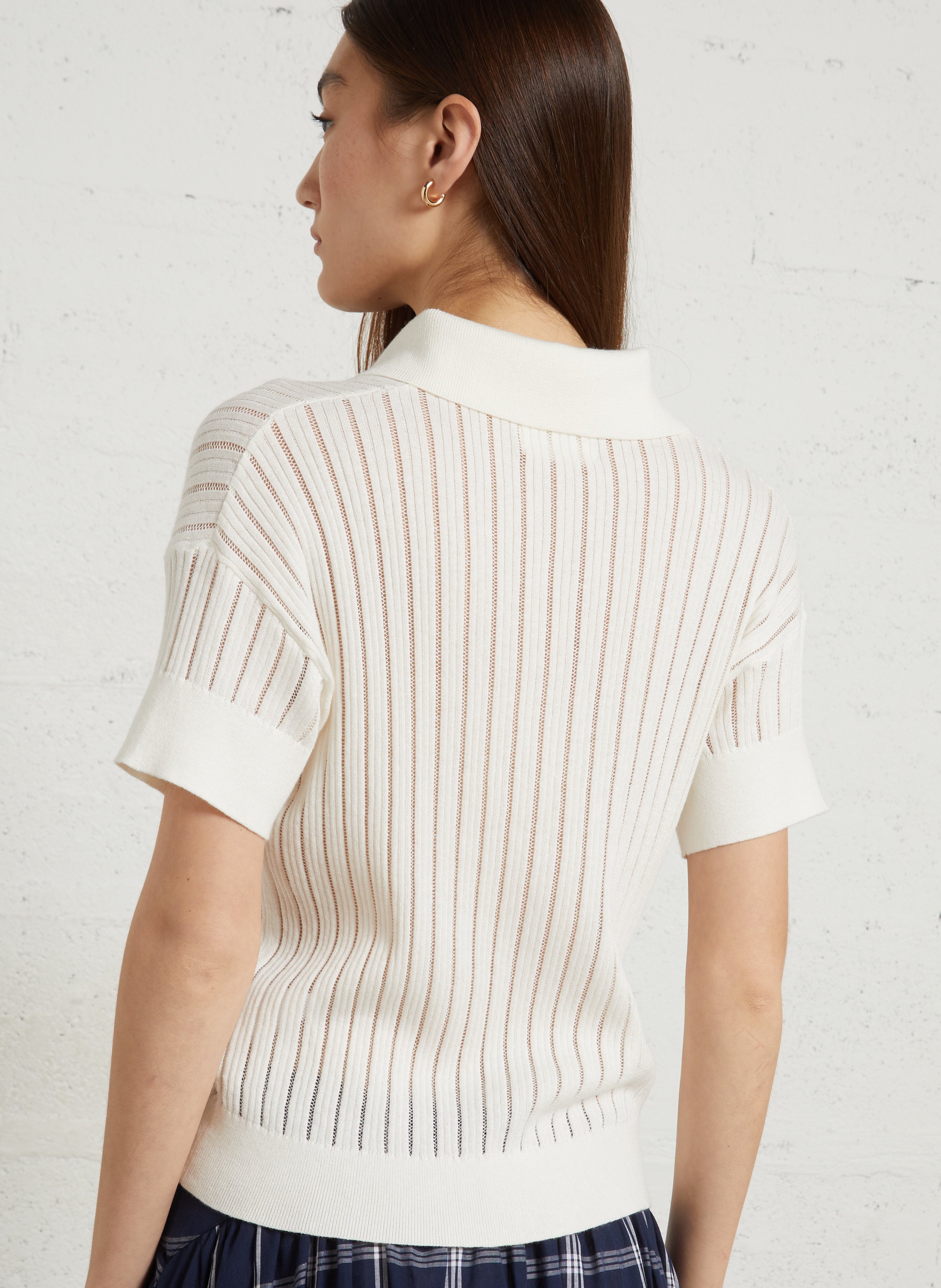 Poloshirt mit durchbrochenen kurzen Ärmeln RAE ANTWERP Weiss