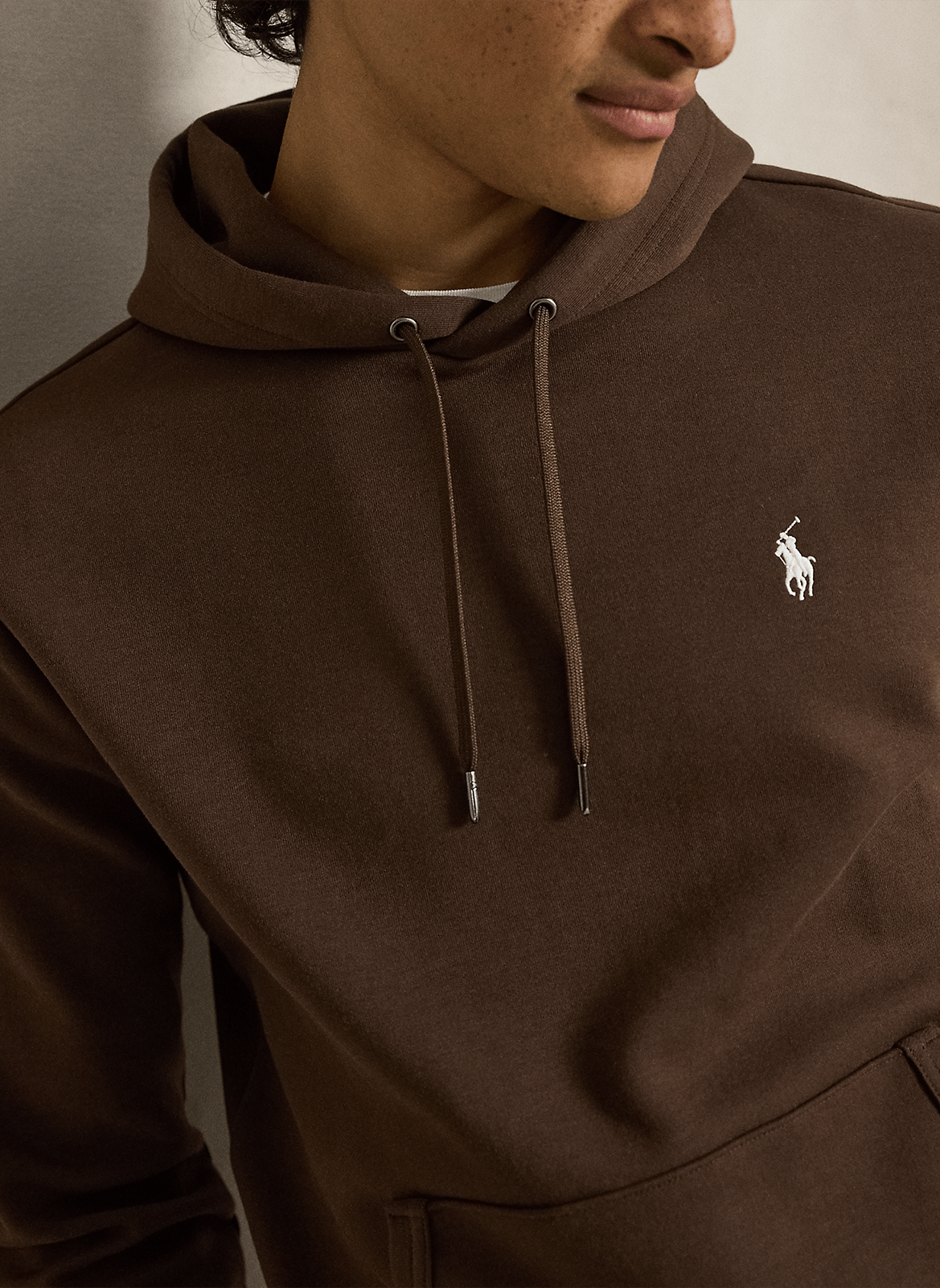 Straight cotton-blend hoodie POLO RALPH LAUREN Brown