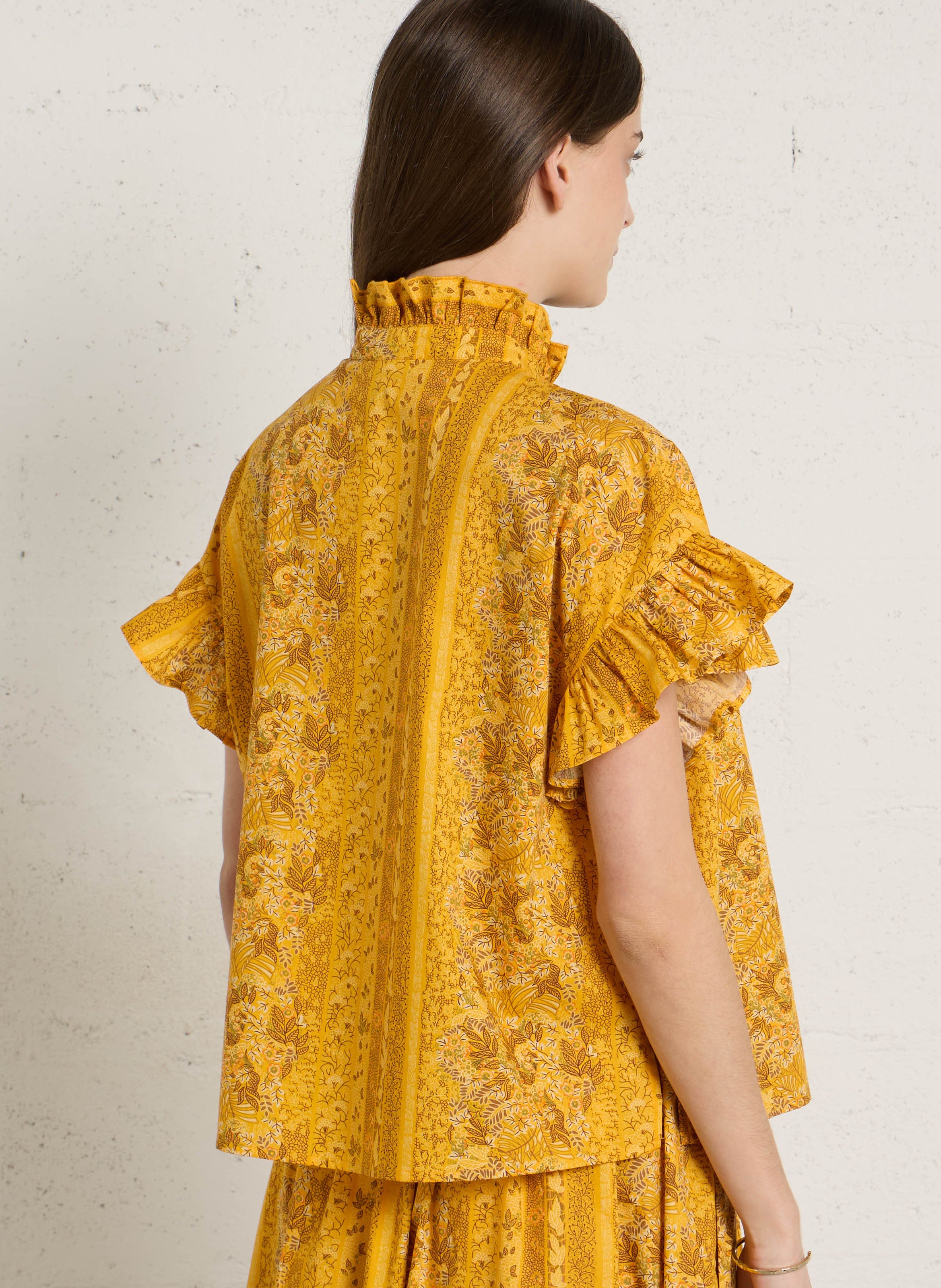 High-neck cotton shirt SUZIE WINKLE Yellow