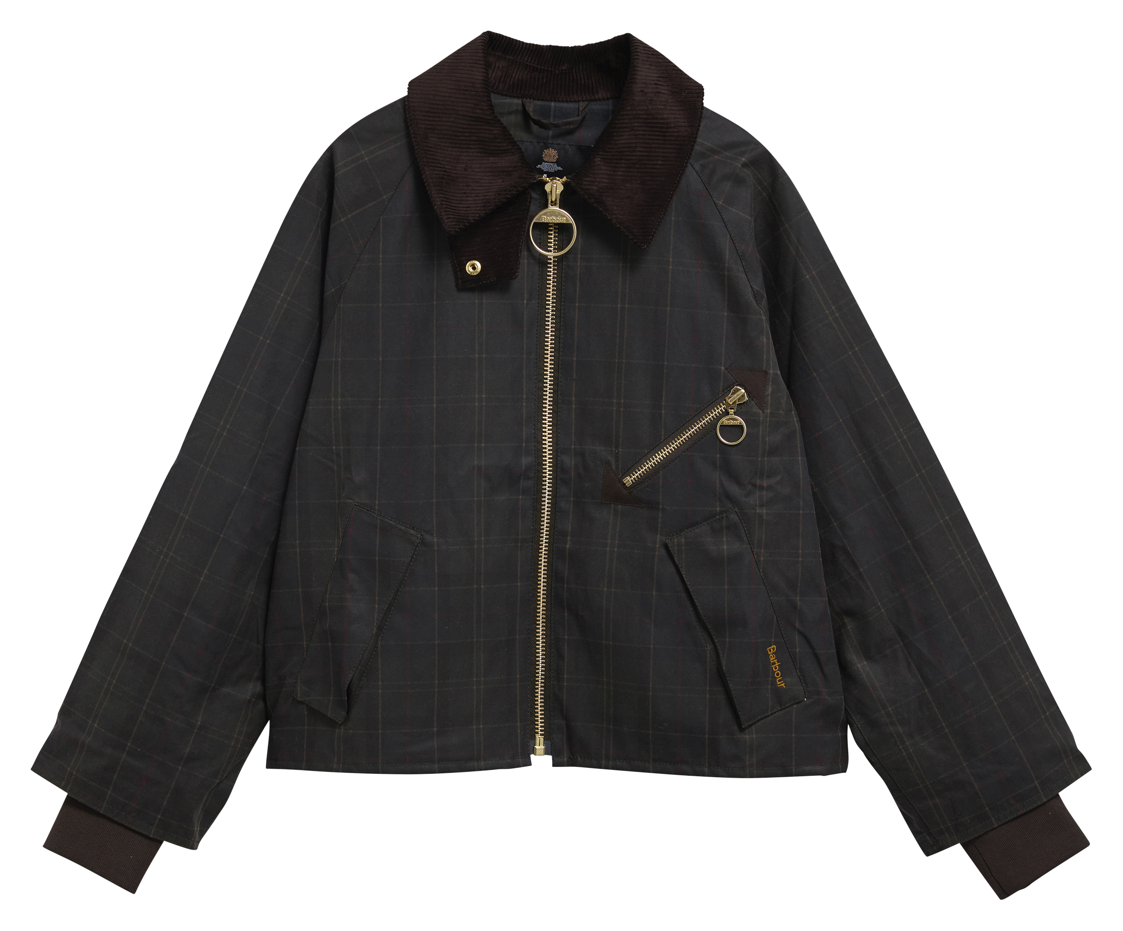 Veste motif tartan en coton BARBOUR Kaki