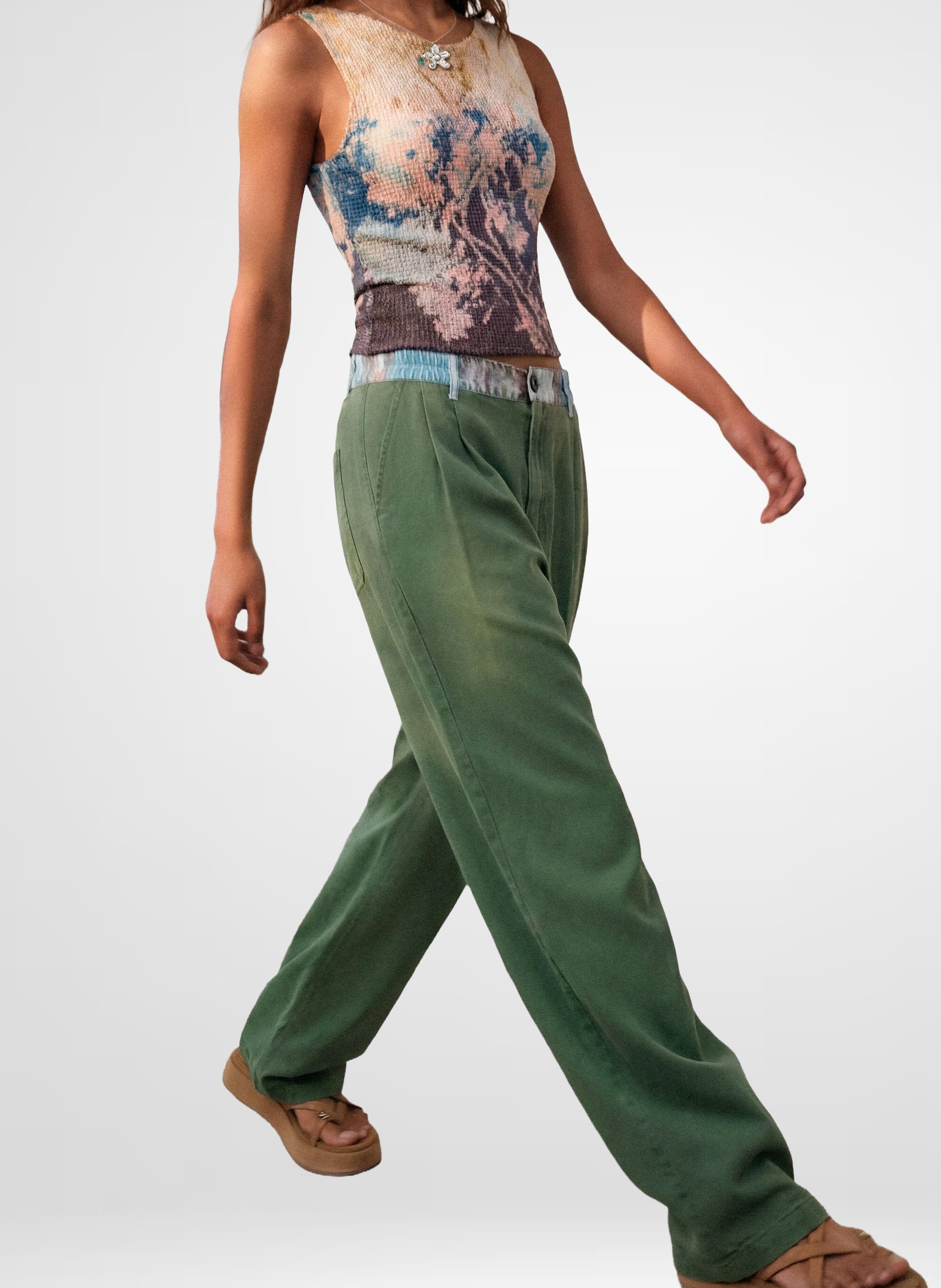 Jean droit DESIGUAL Vert