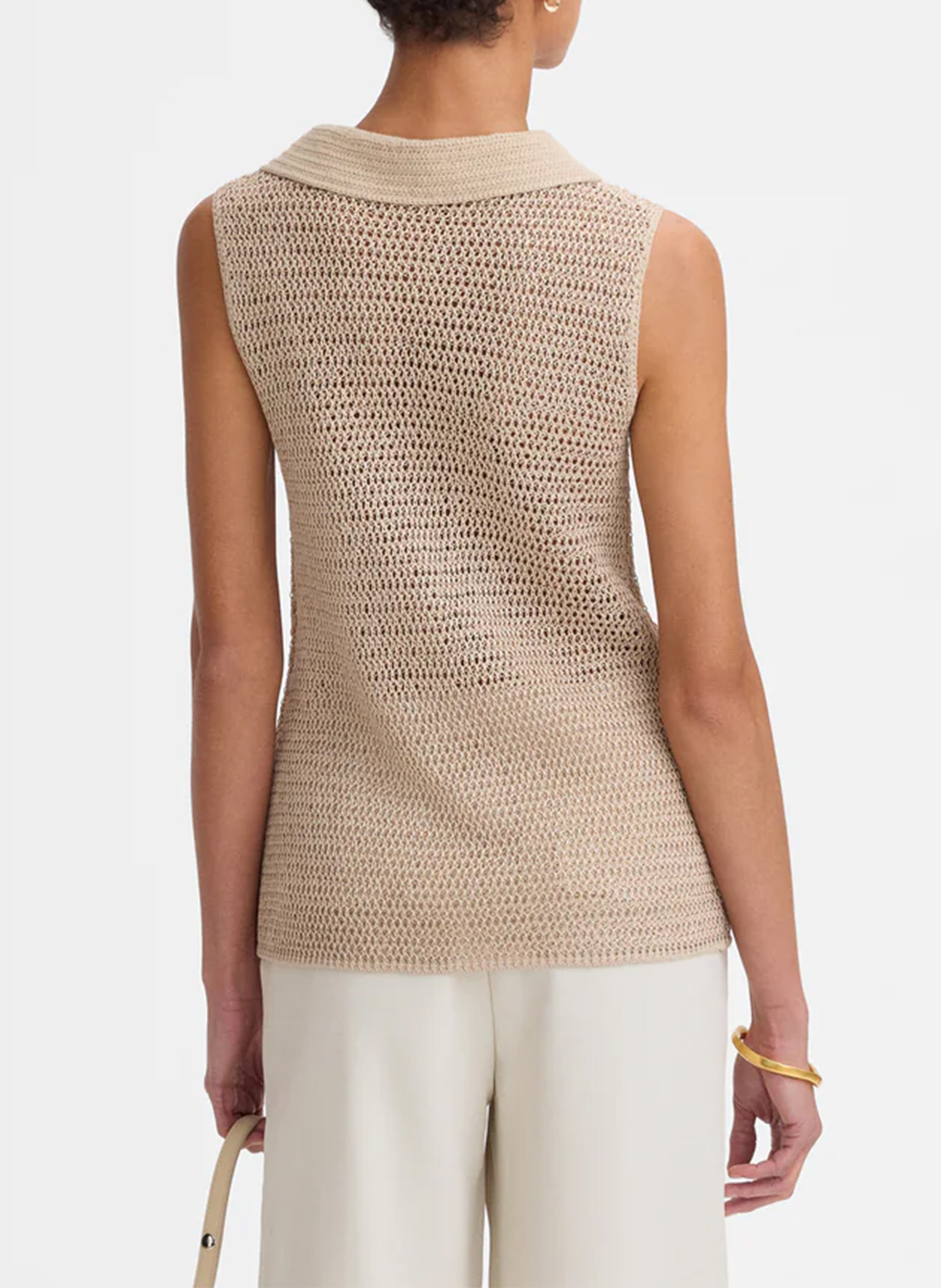 Oberteil mit Polokragen aus Strickstoff SIMORRA Beige