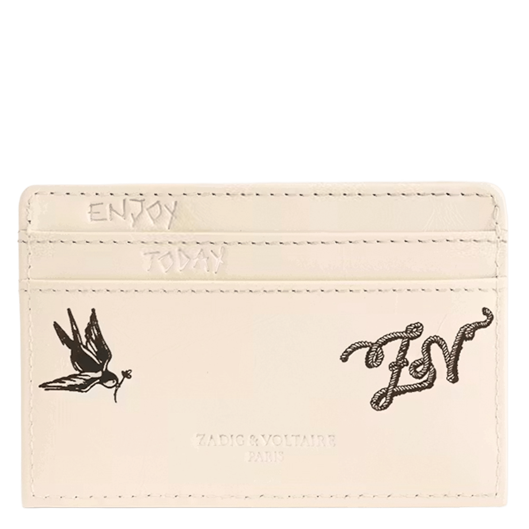 Pasjeshouder van reliëfleer ZADIG&VOLTAIRE Wit
