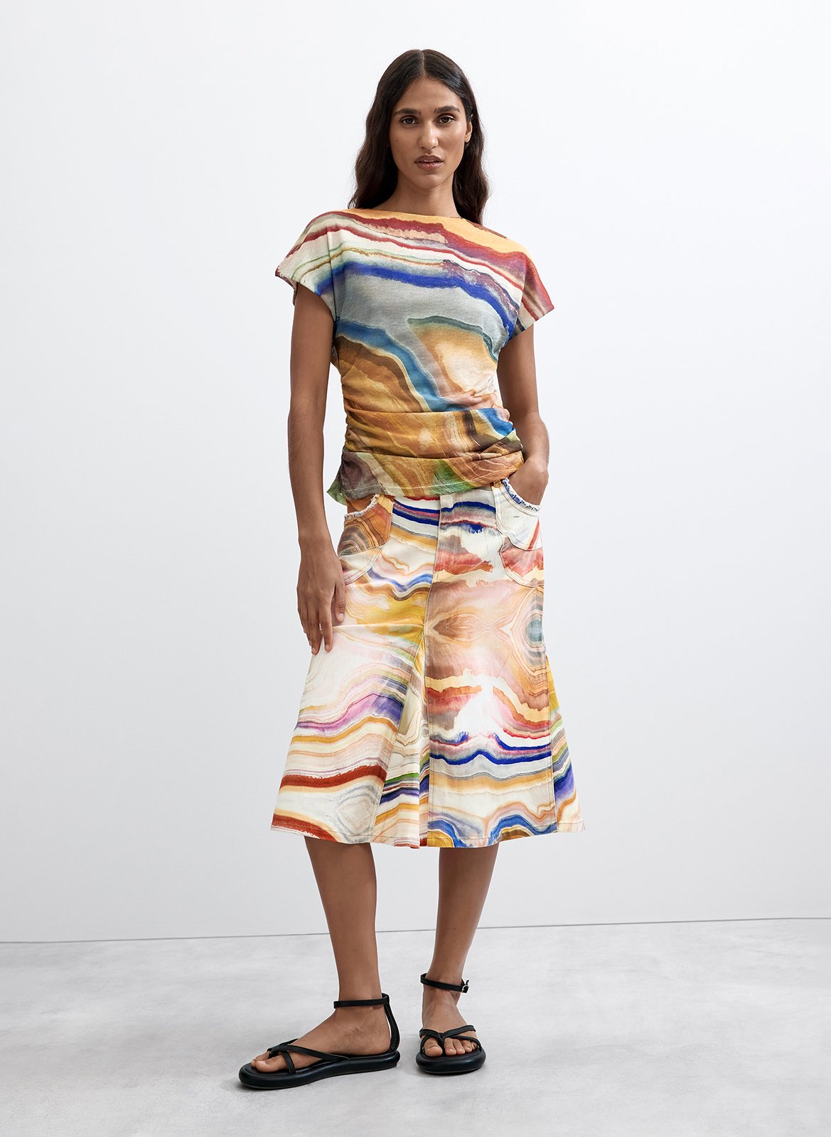 Tee-shirt fluide imprimé DESIGUAL Multicolore