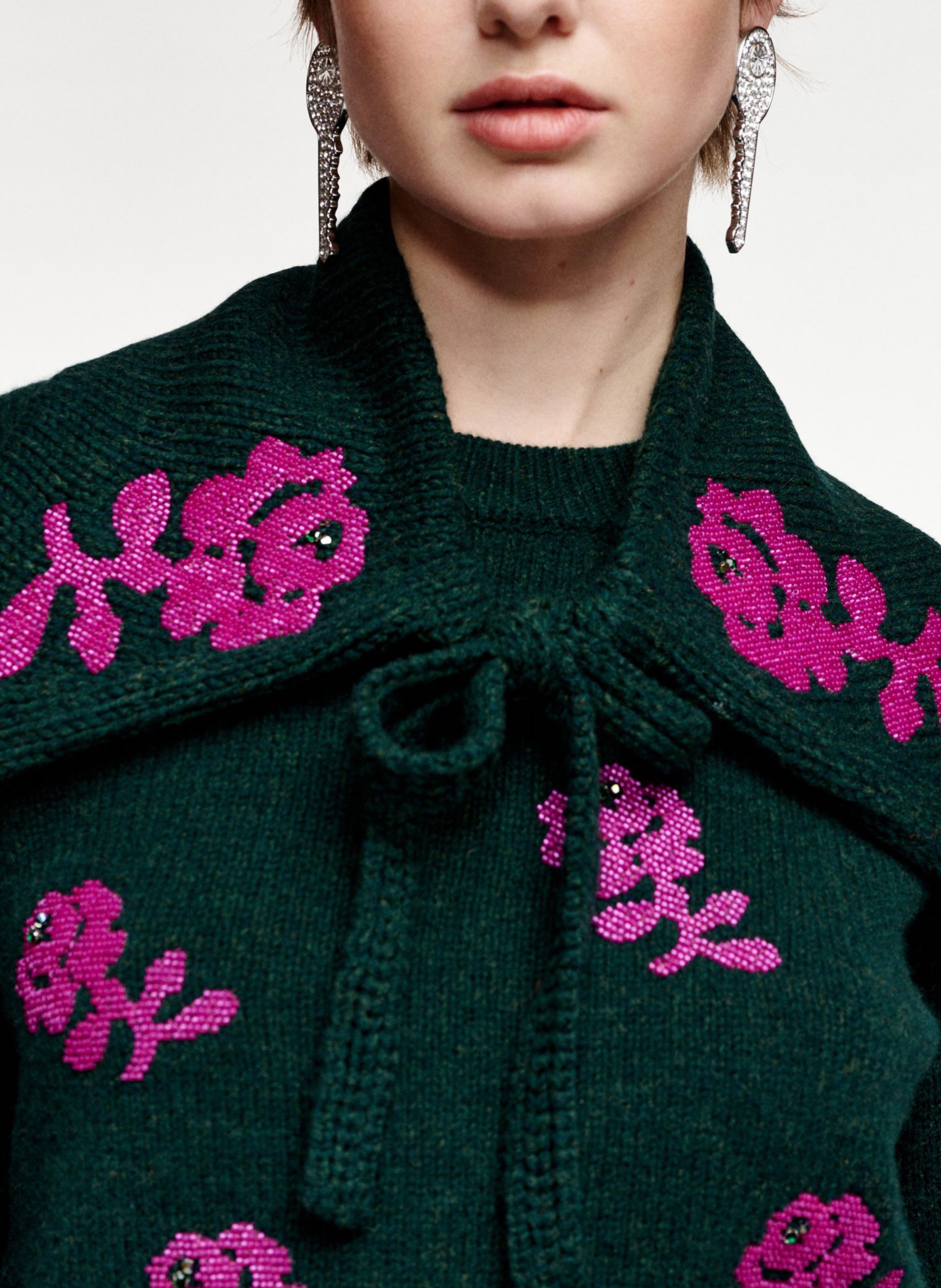 Detachable knotted wool collar ESSENTIEL ANTWERP Green