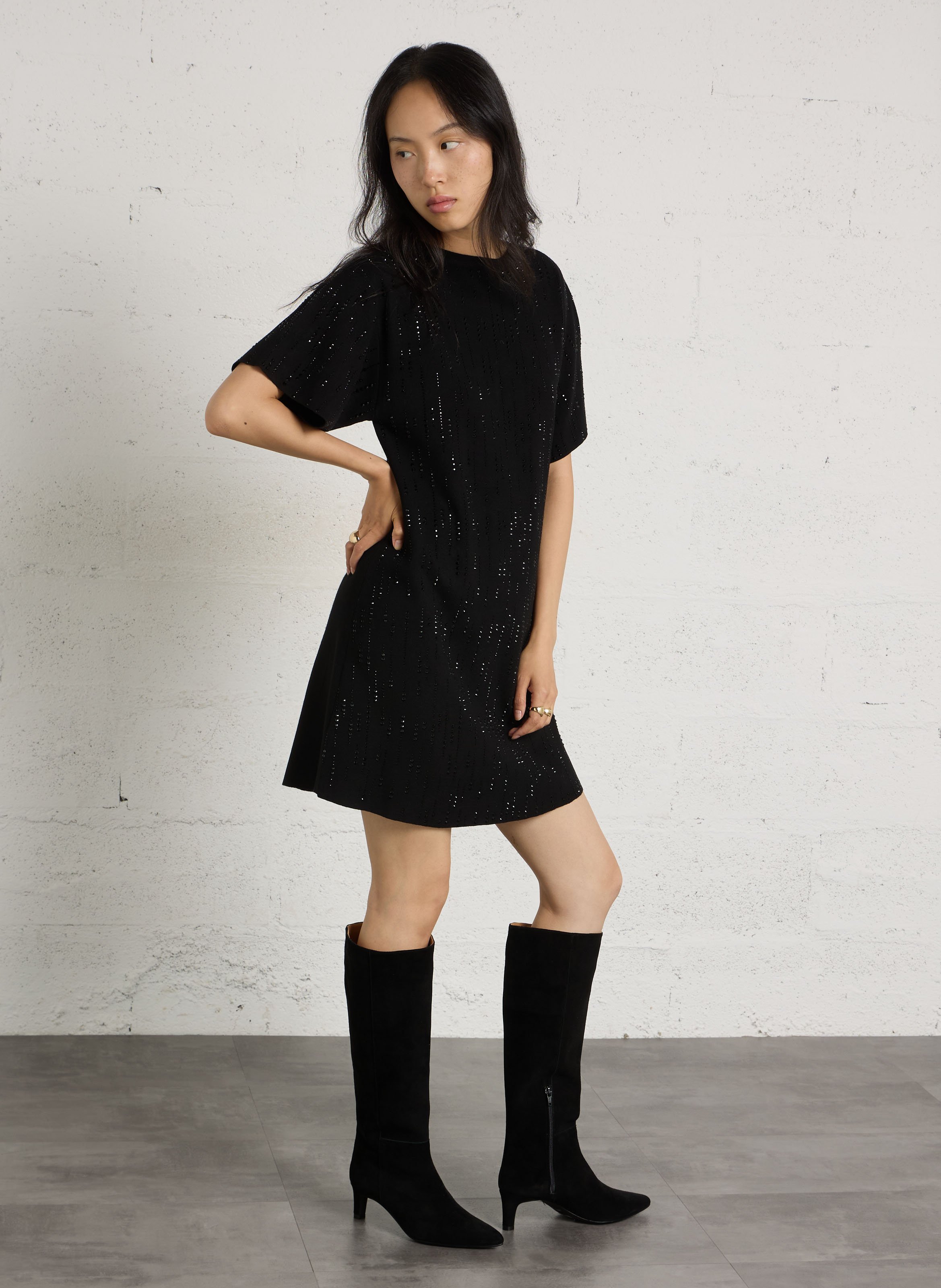 Kurzes Kleid mit strassbesetztem Dekolleté LIU JO Schwarz