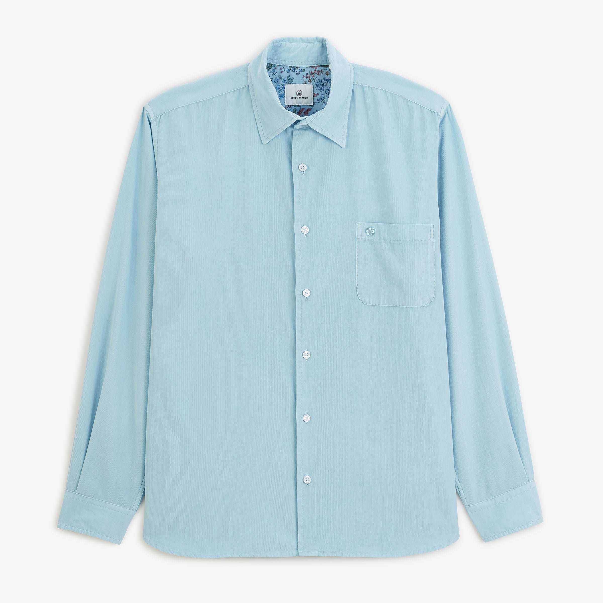 Long-sleeve corduroy shirt in blue breeze SERGE BLANCO Blue