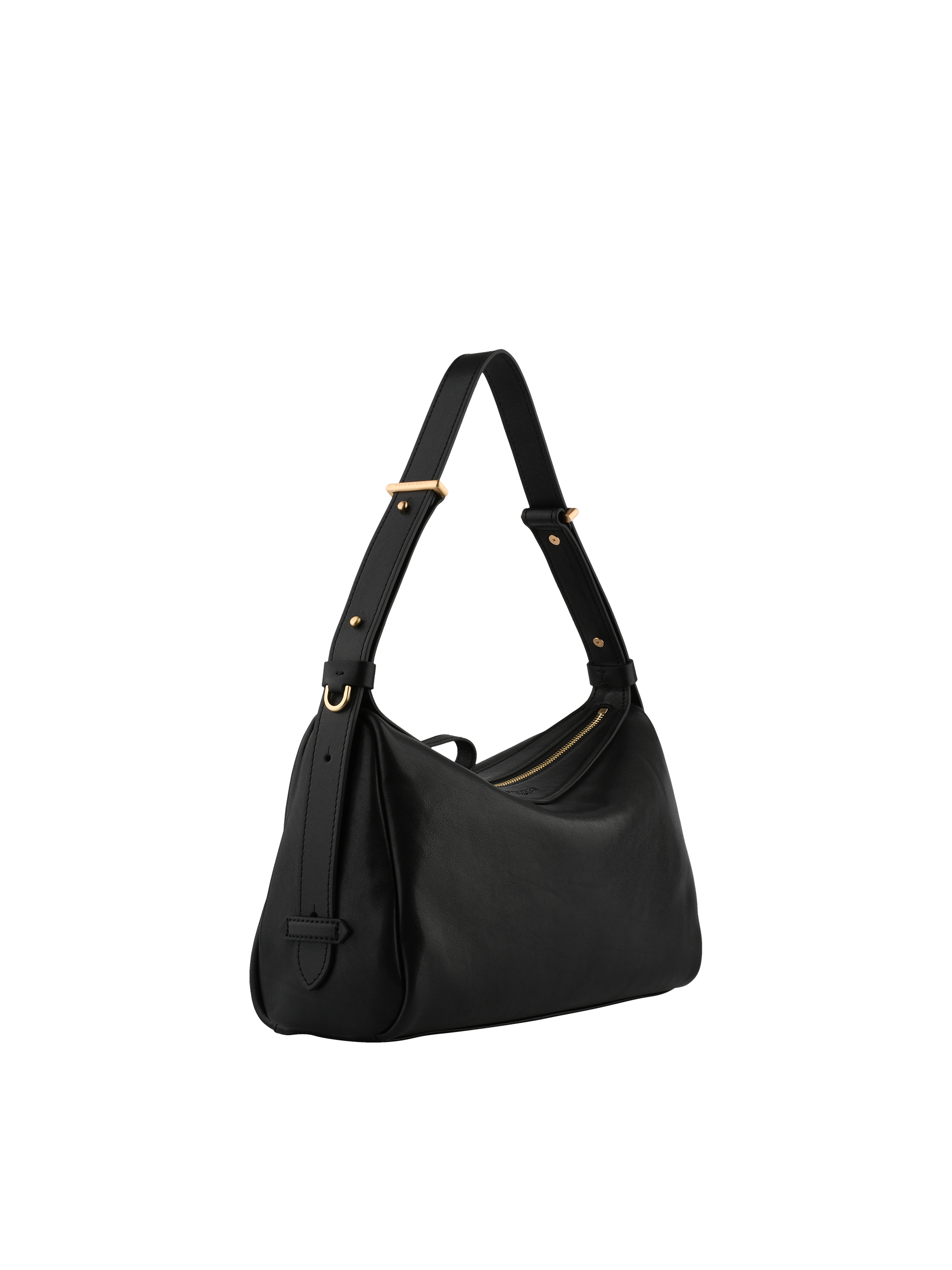 Shoulder bag in cowhide leather with aged leather effect POURCHET Black