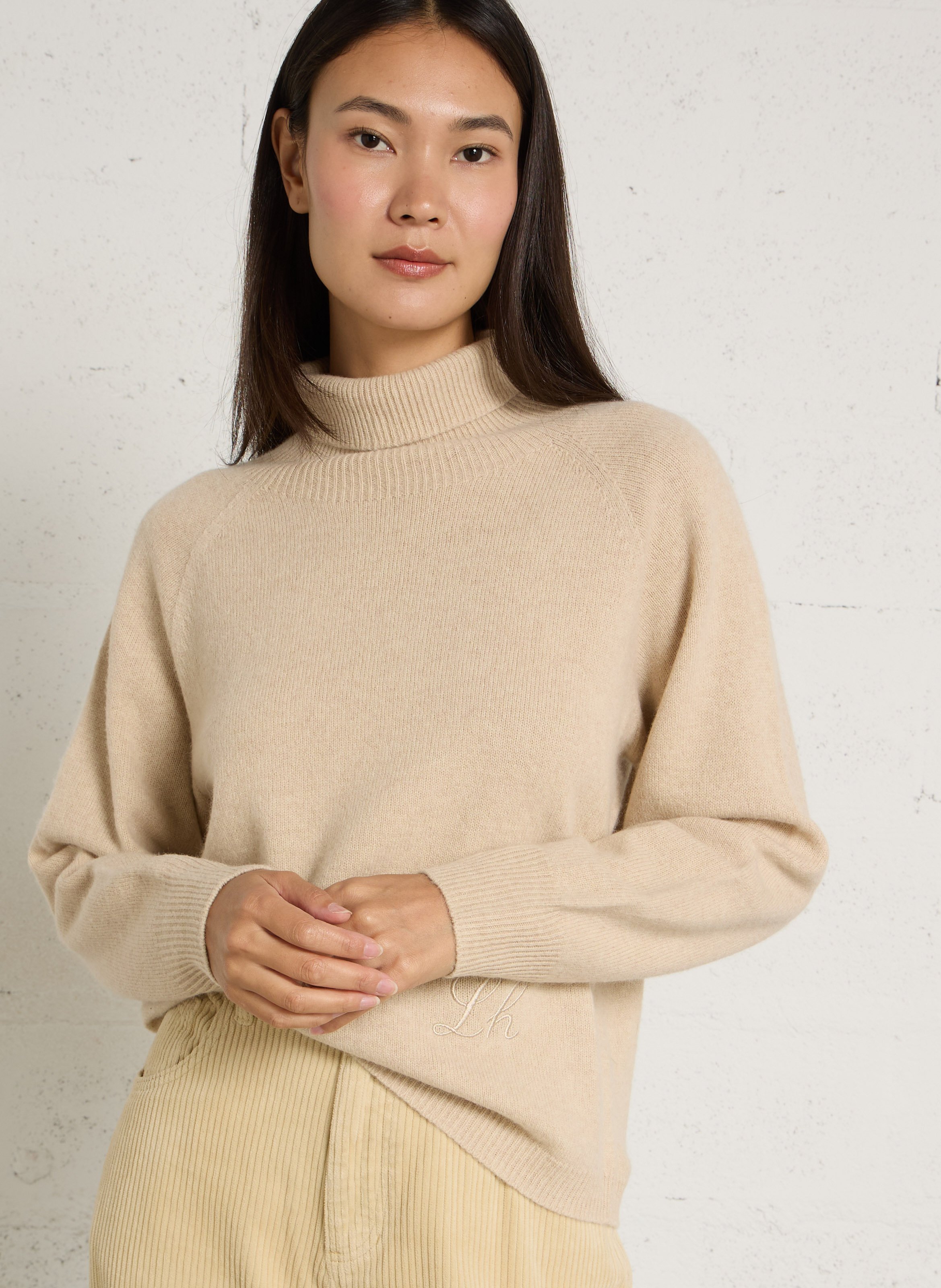 Straight wool turtleneck sweater LEON & HARPER Beige