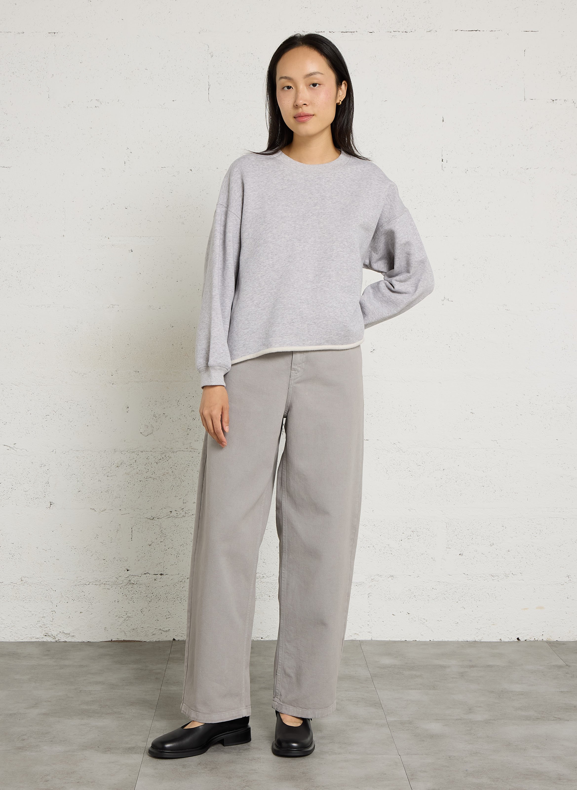 Wijde broek van katoenmix BELLEPIECE Grijs