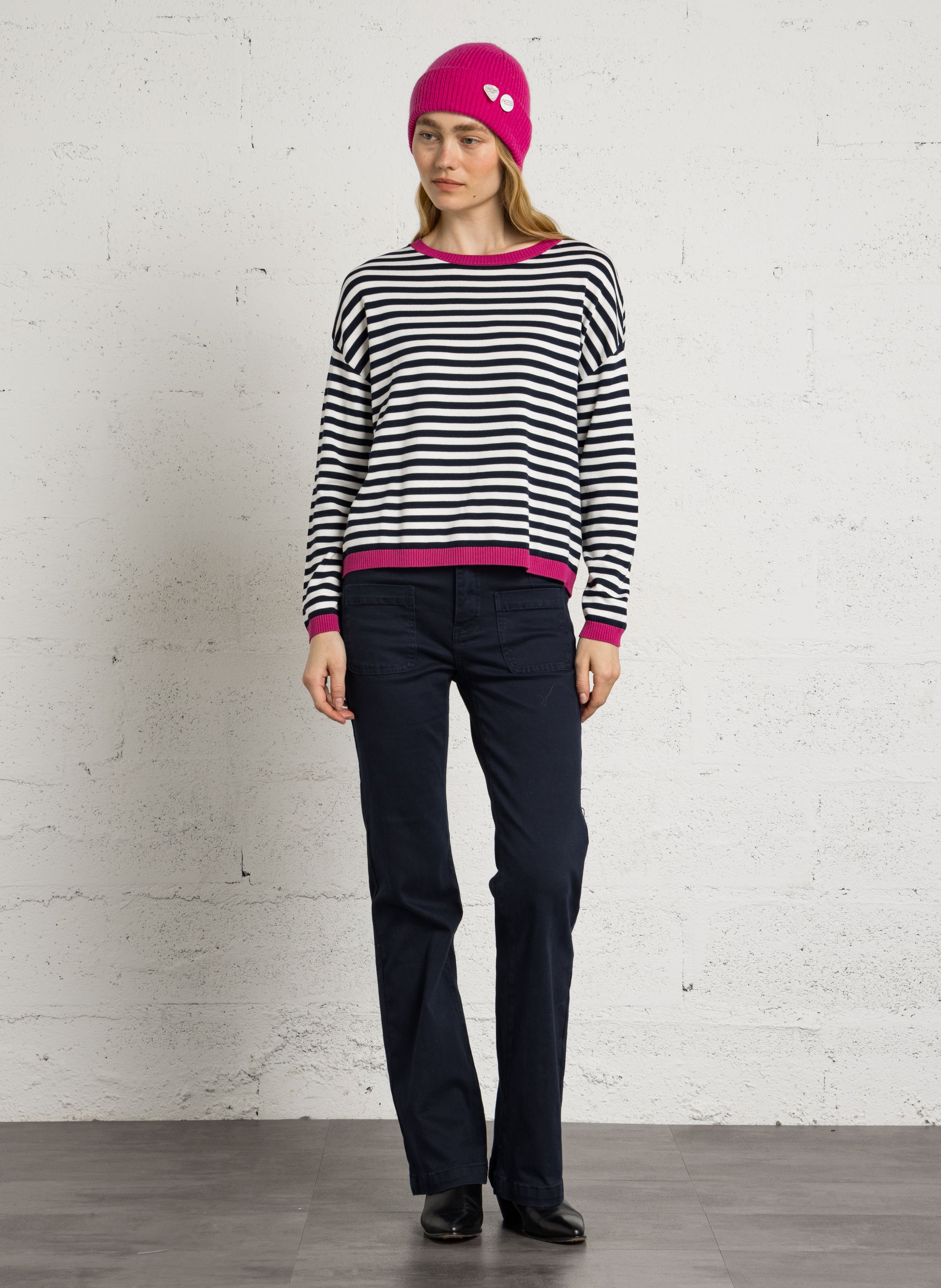 Katoenen broek met wijd uitlopende pijpen LA PETITE ETOILE Blauw