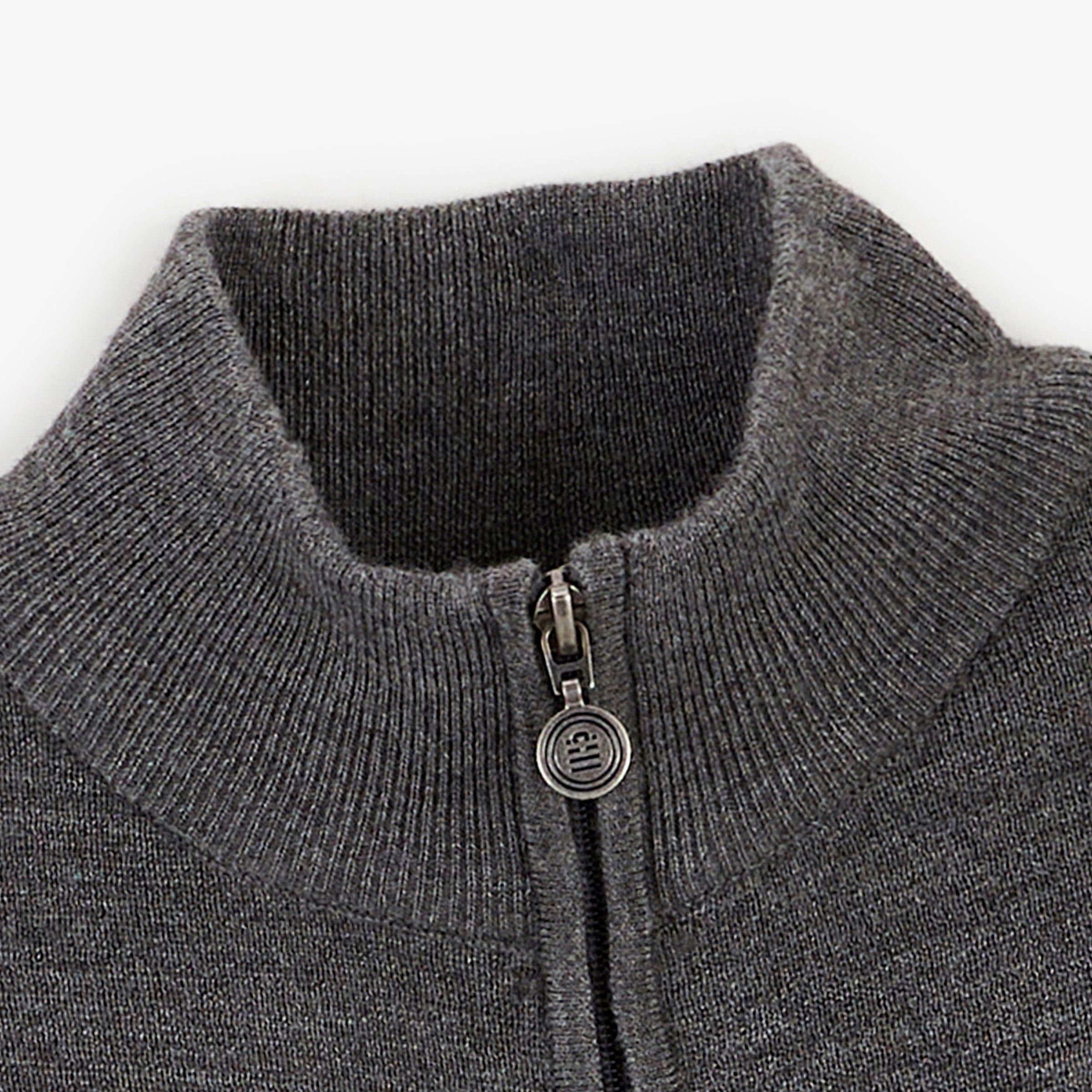 Zipped wool-knit cardigan SERGE BLANCO Grey