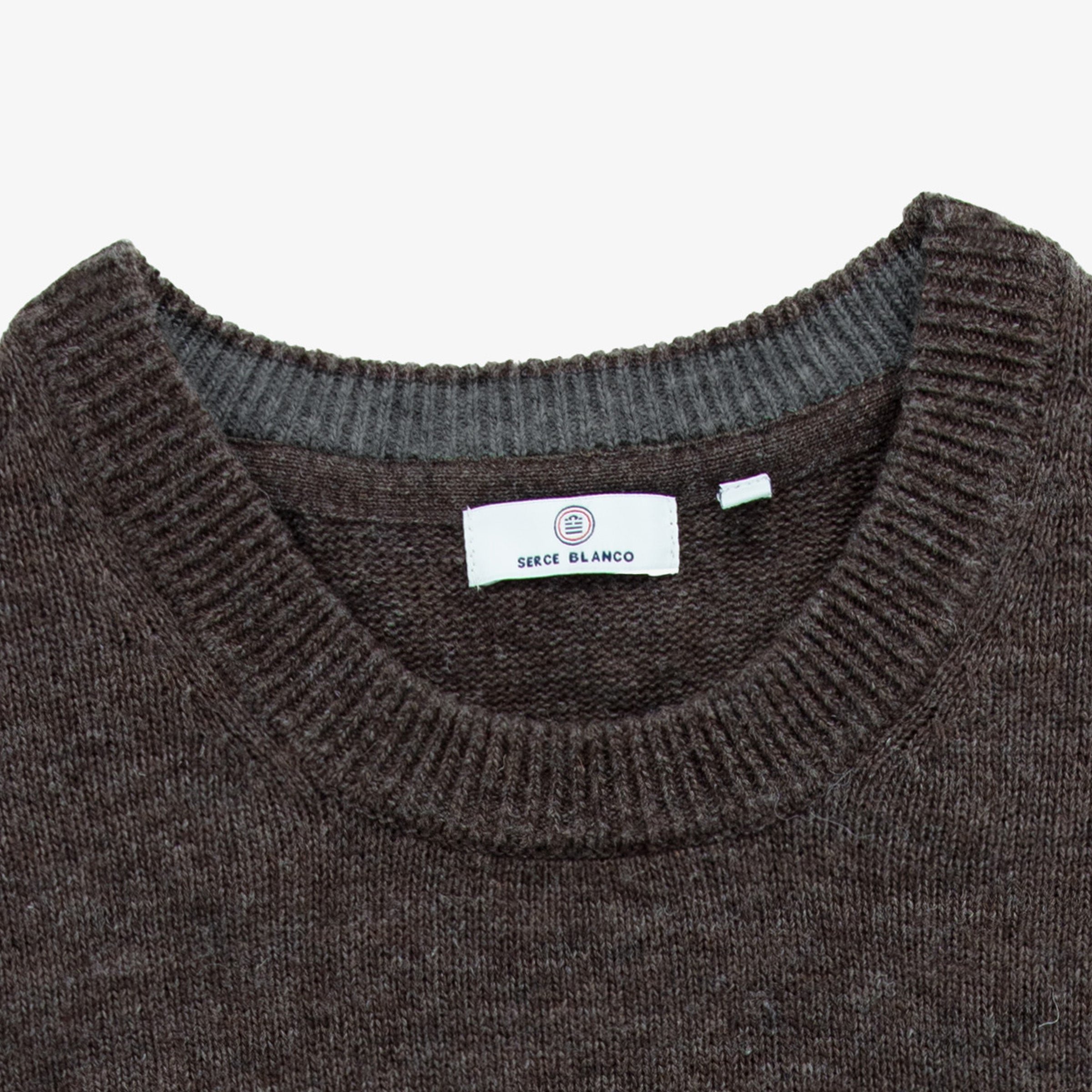 Round-neck wool-blend sweater SERGE BLANCO Brown