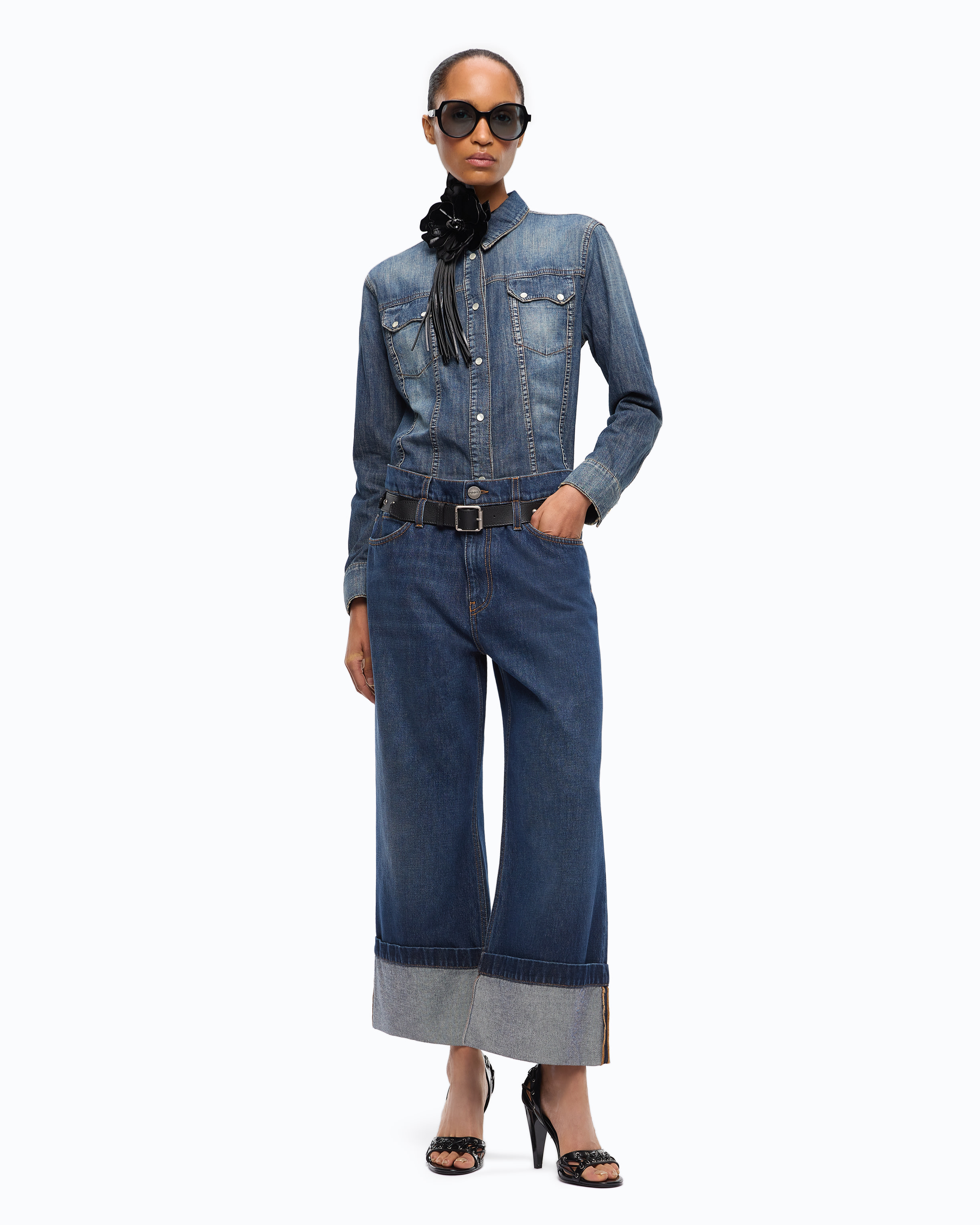 Bleached denim shirt PINKO Blue