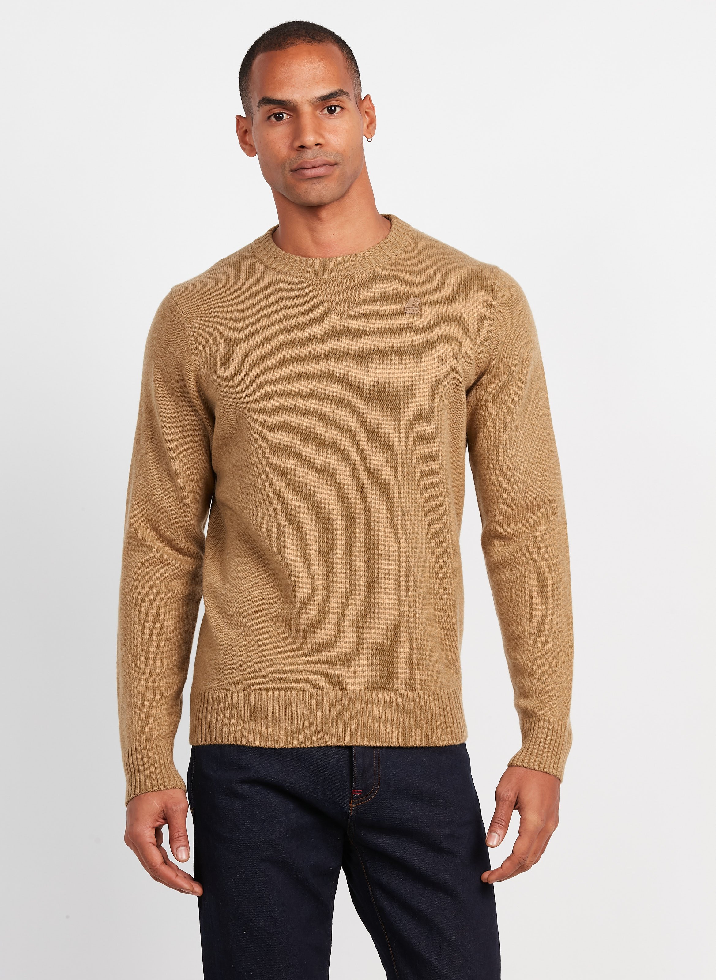 Round-neck Wool-blend Sweater Brown 