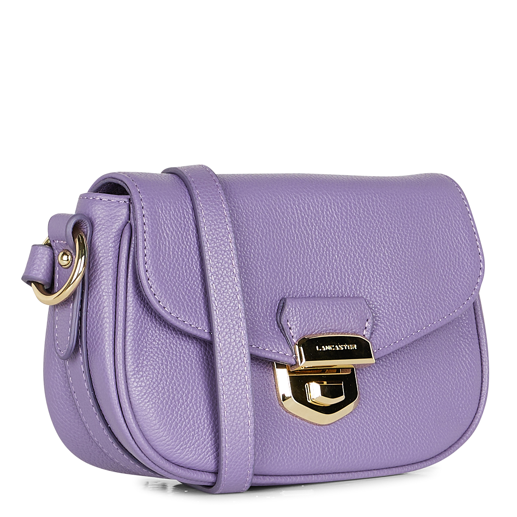 Leather crossbody flap bag with clasp LANCASTER PARIS Purple