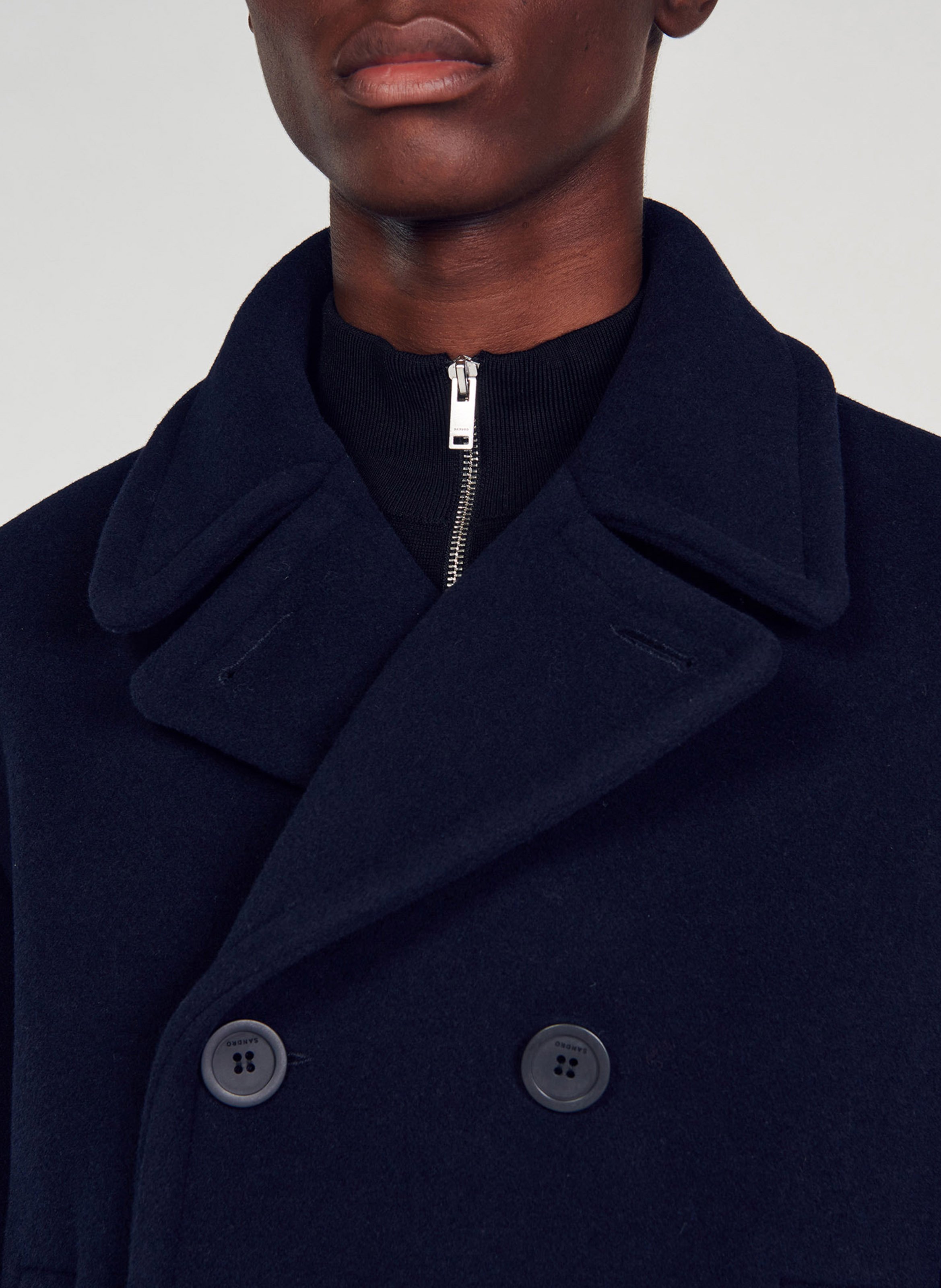 Sandro blue deals wool coat