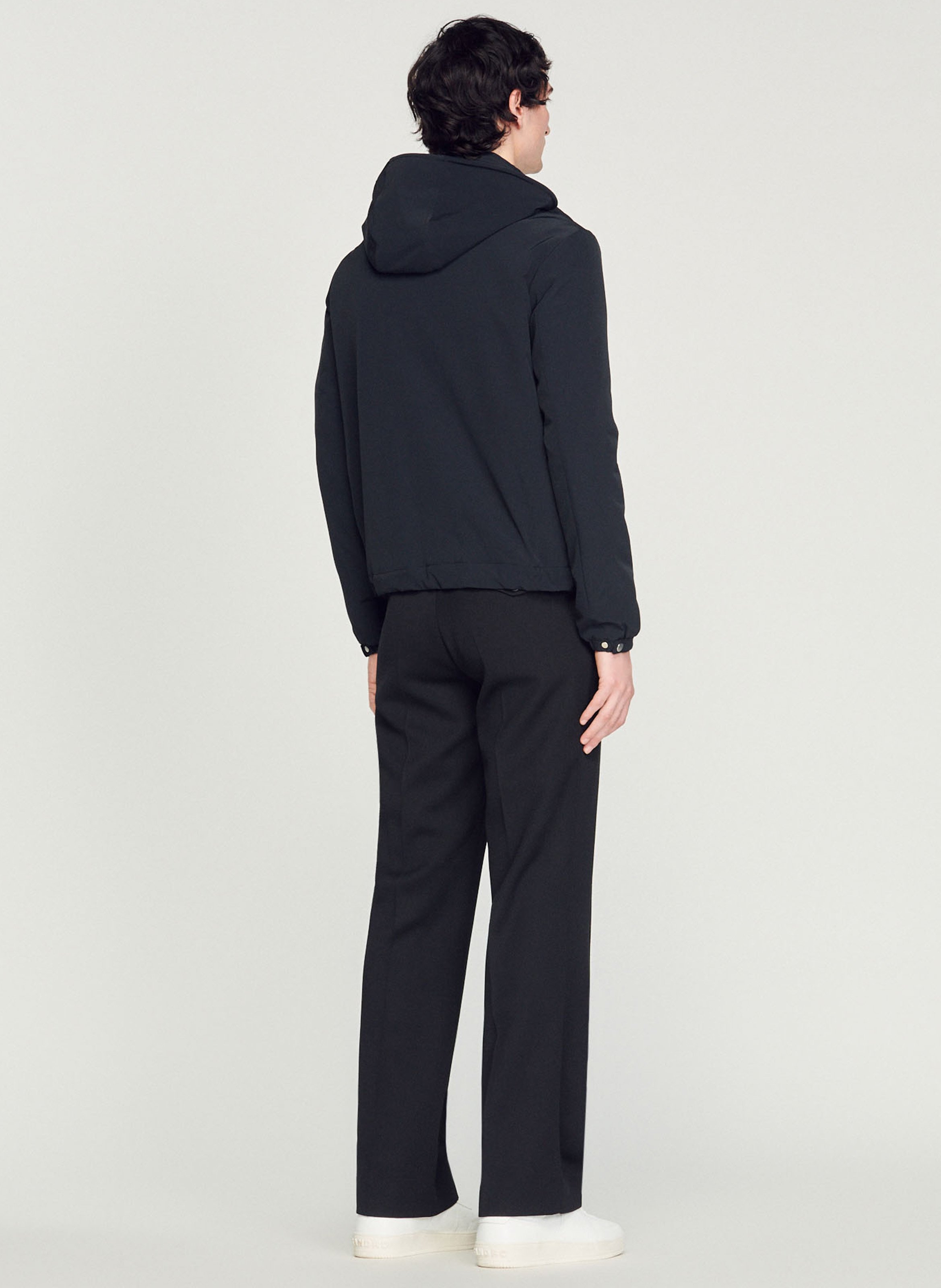 Blouson col montant regular fit zippé à capuche SANDRO Bleu