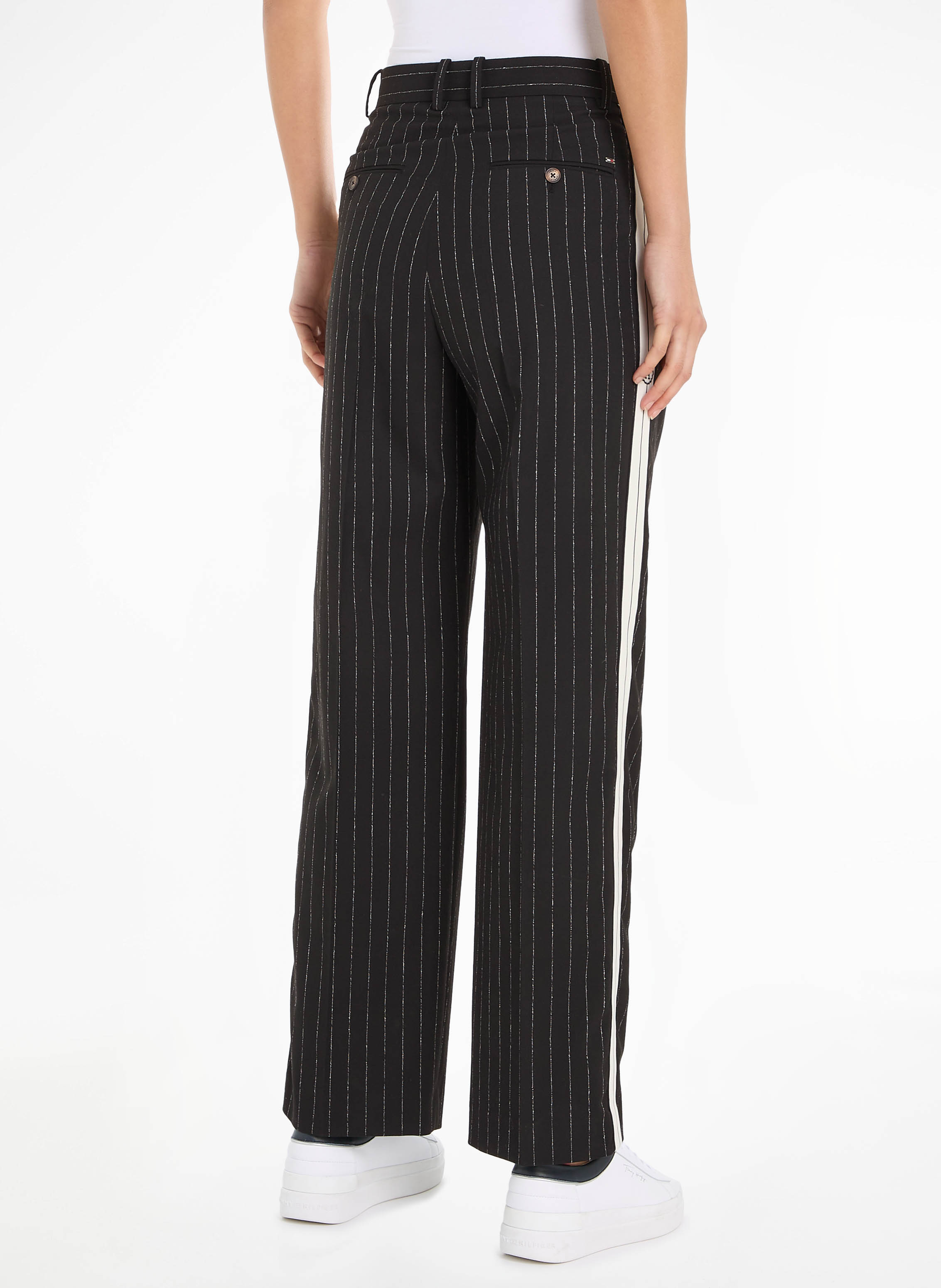 High waisted wide hot sale leg striped pants