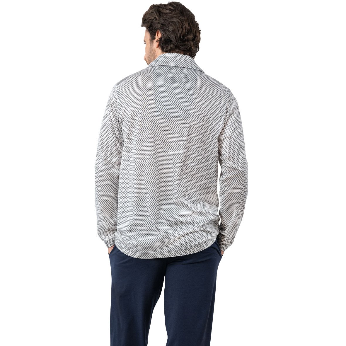 Men's long open collar mercerized pyjamas by Eminence EMINENCE Multicolored