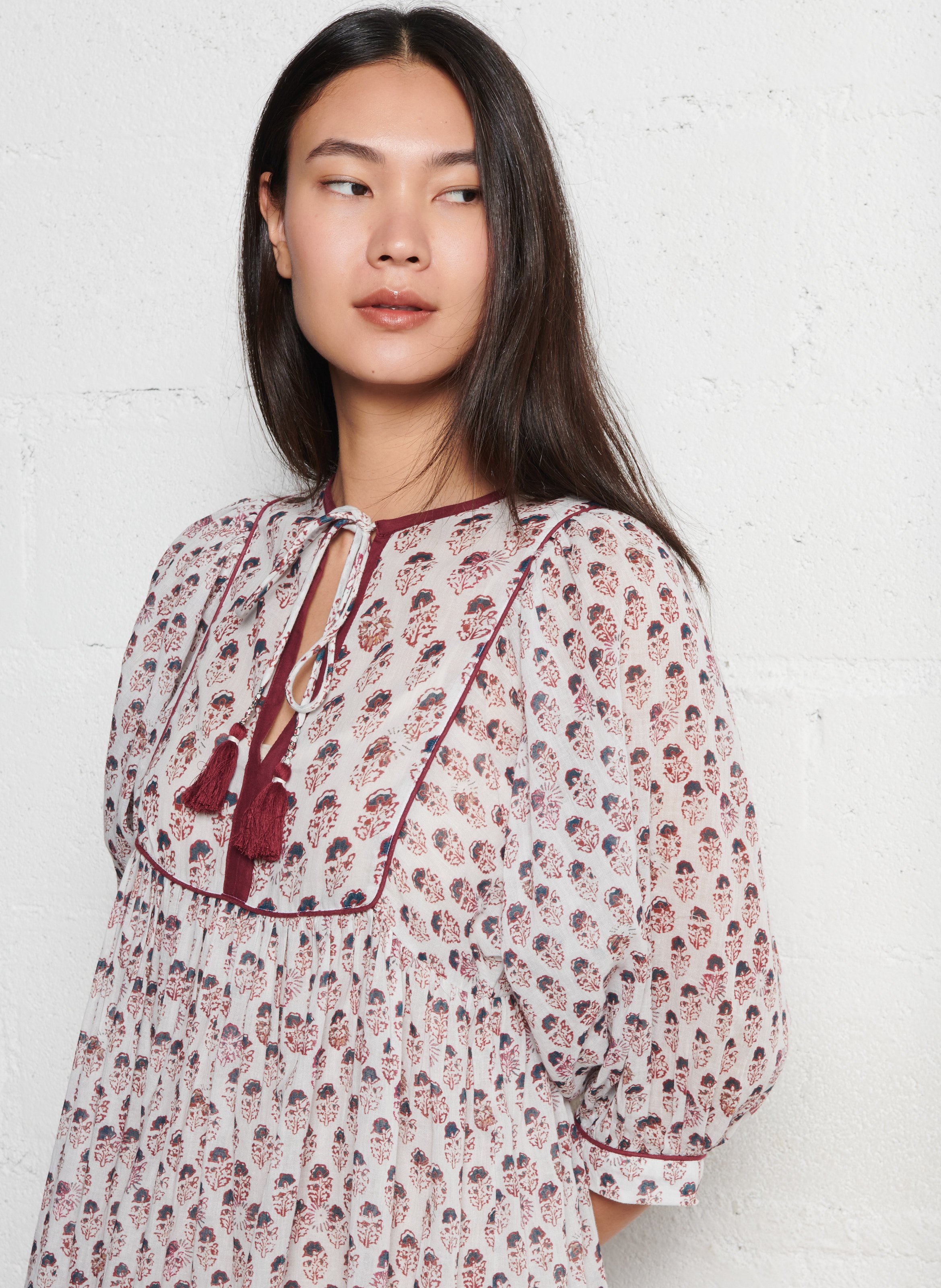 Lange jurk van bedrukt katoen M.A.B.E Blauw