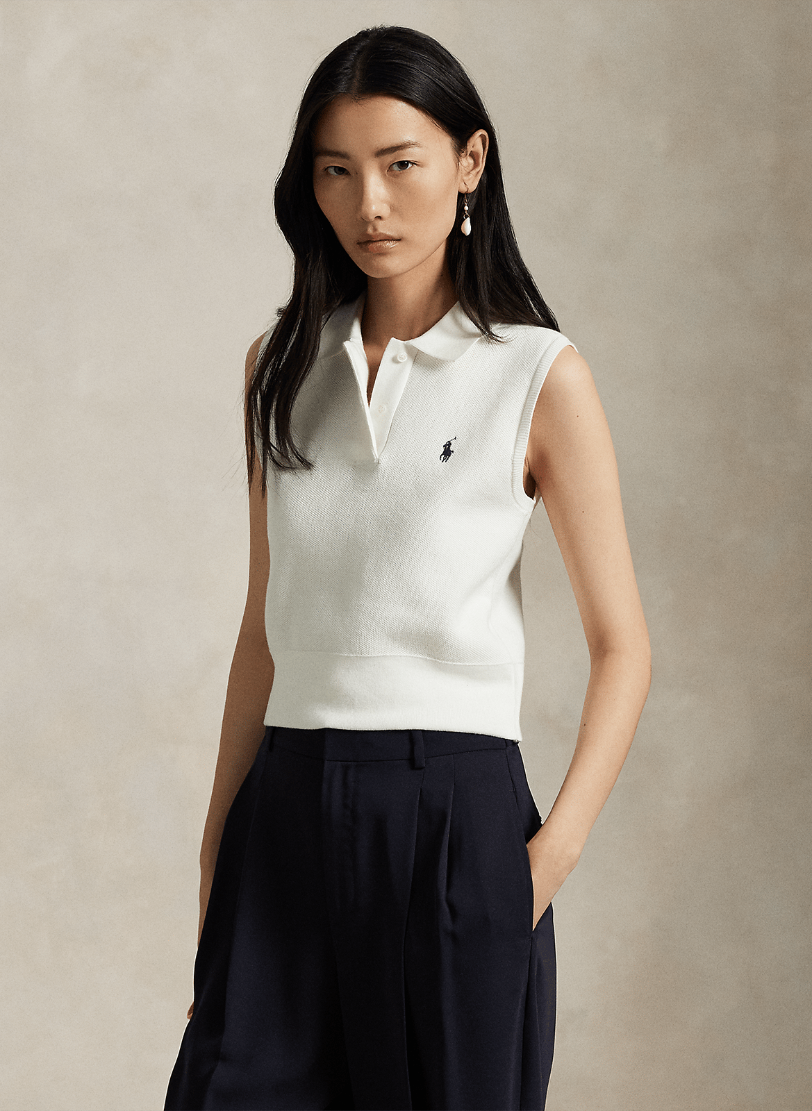 Sweat col polo sans manches à logo POLO RALPH LAUREN