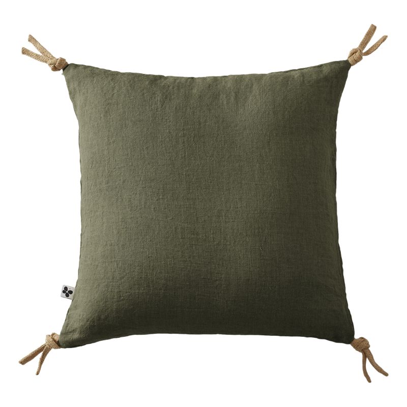 Coussin déco déhoussable 100% coton L'EFFET PAPILLON Vert