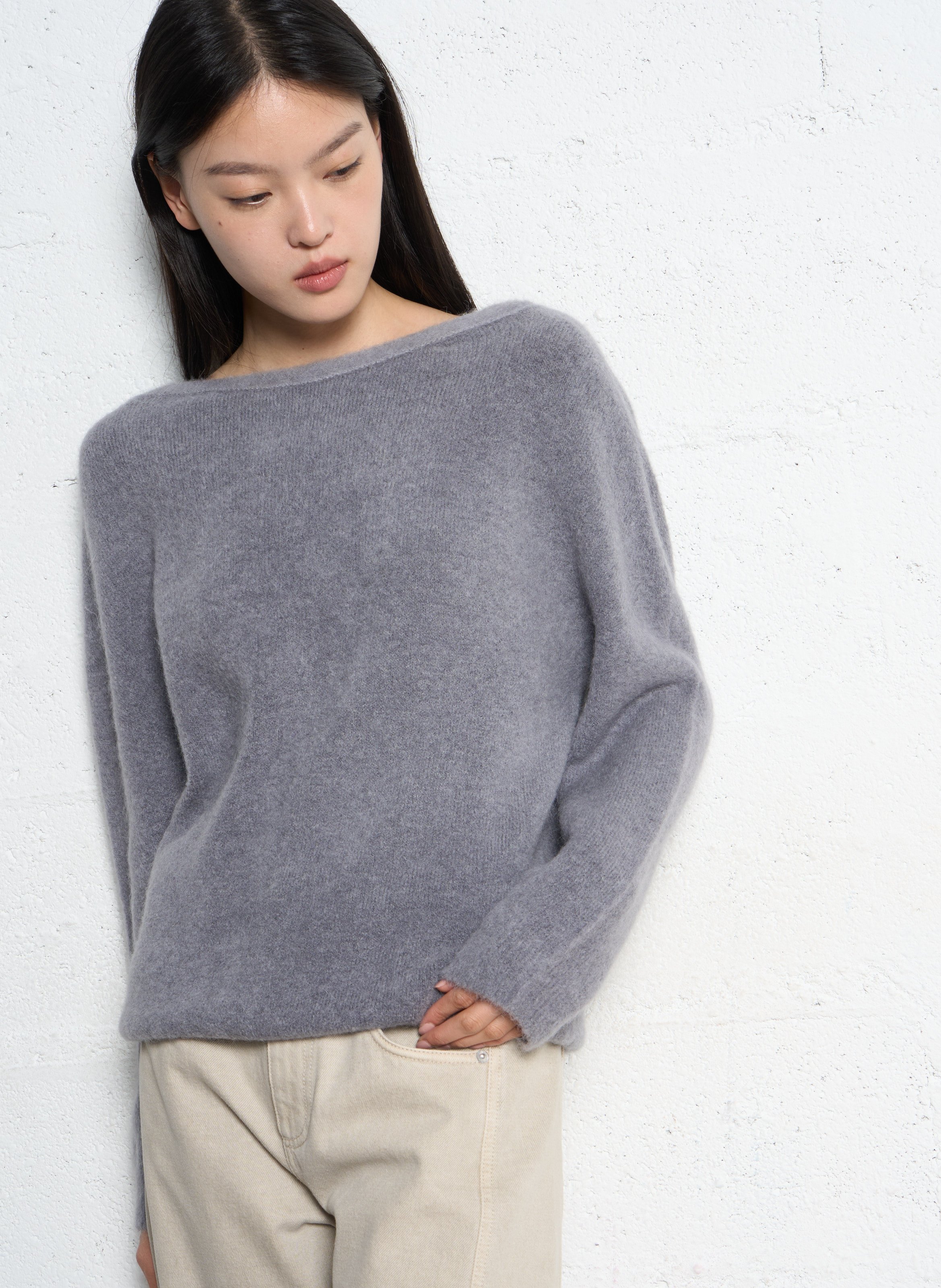 V-neck Wool Blend Vest with Front and Back Panels IKKS Grey