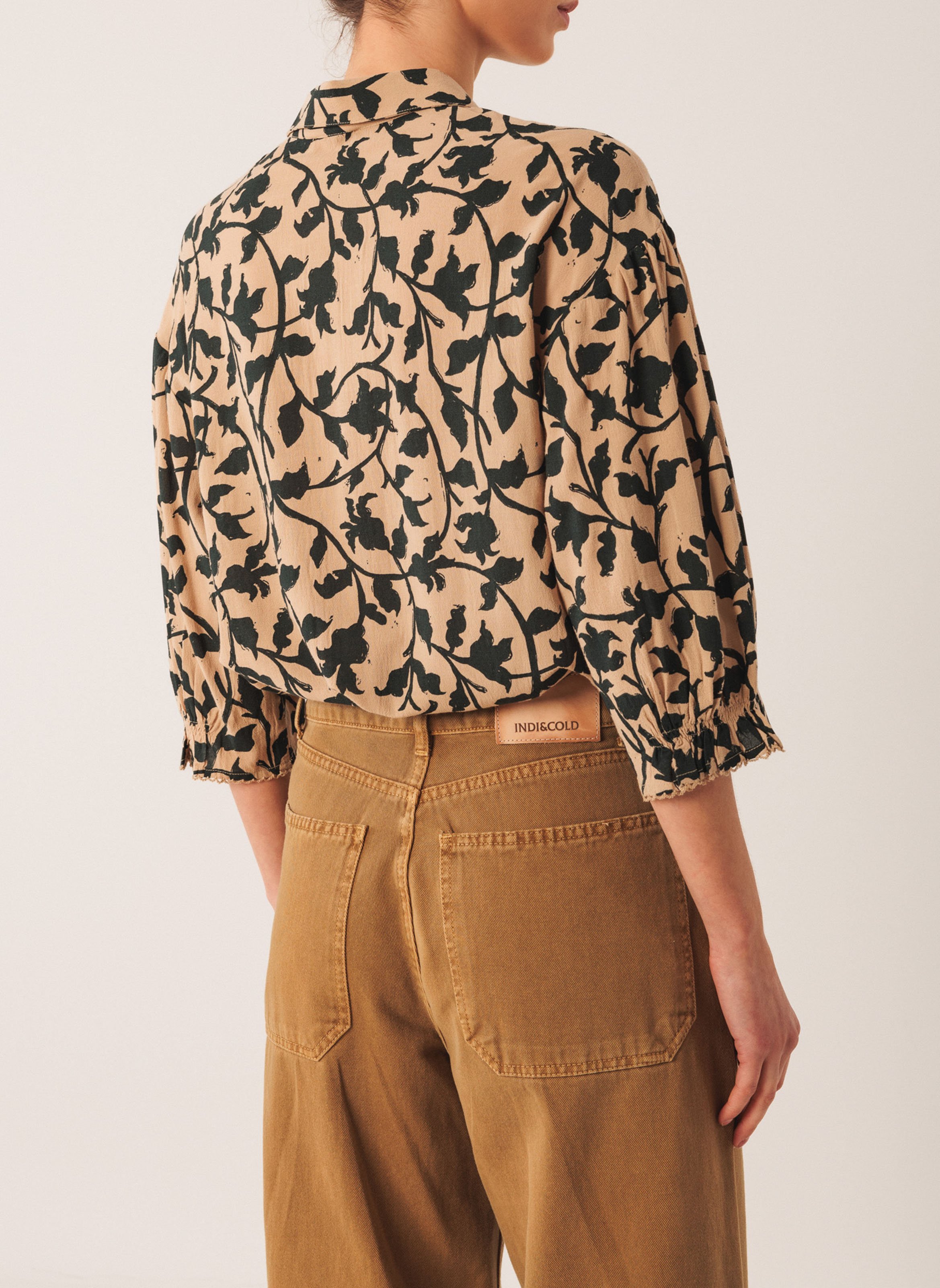 Chemise ample à motifs floraux INDI & COLD Beige