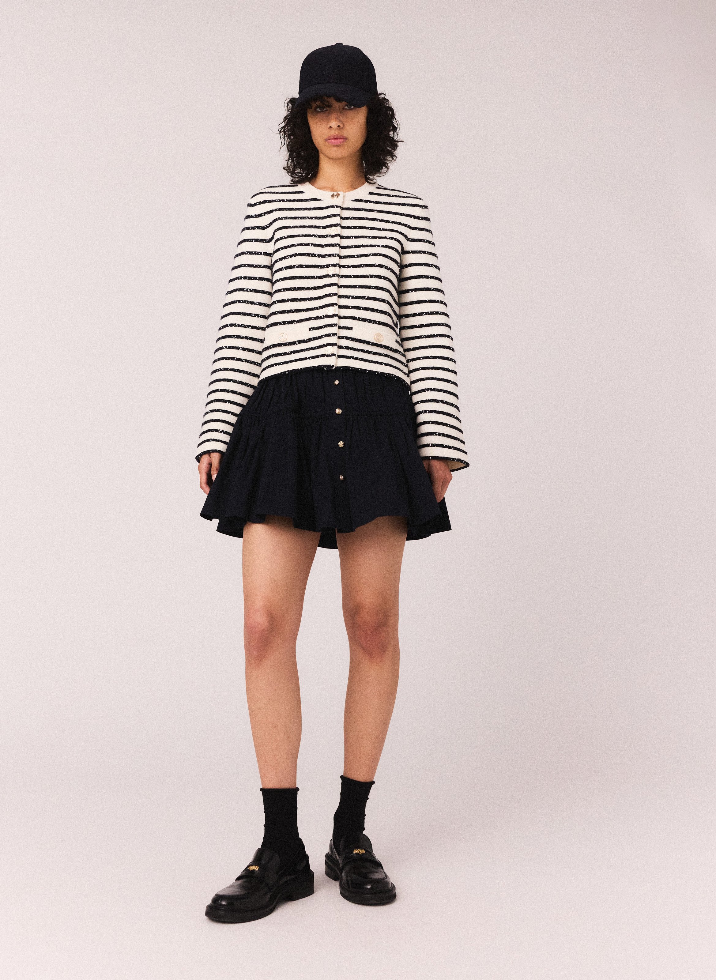 Round neck striped vest MAJE White