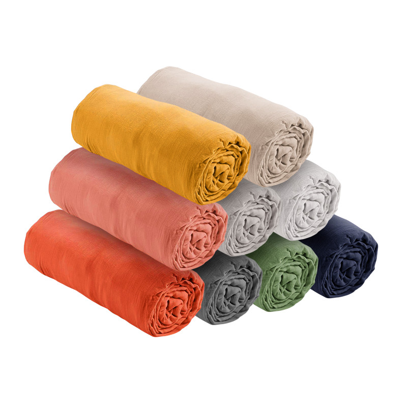 Fitted sheet "noah" all sizes "cotton gauze" COTON PUR Beige